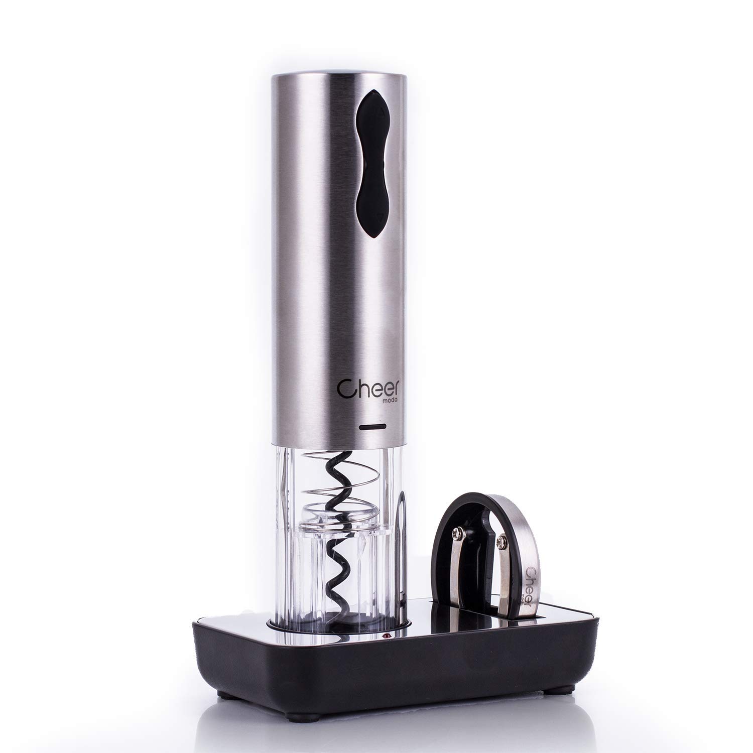 Rechargeable Electric Wine Bottle Opener - Cordless Stainless Steel Corkscrew with Foil Cutter & Charging Base | Perfect for Home Bars, Dinner Parties & Wine Gifts (7717-W121-13)