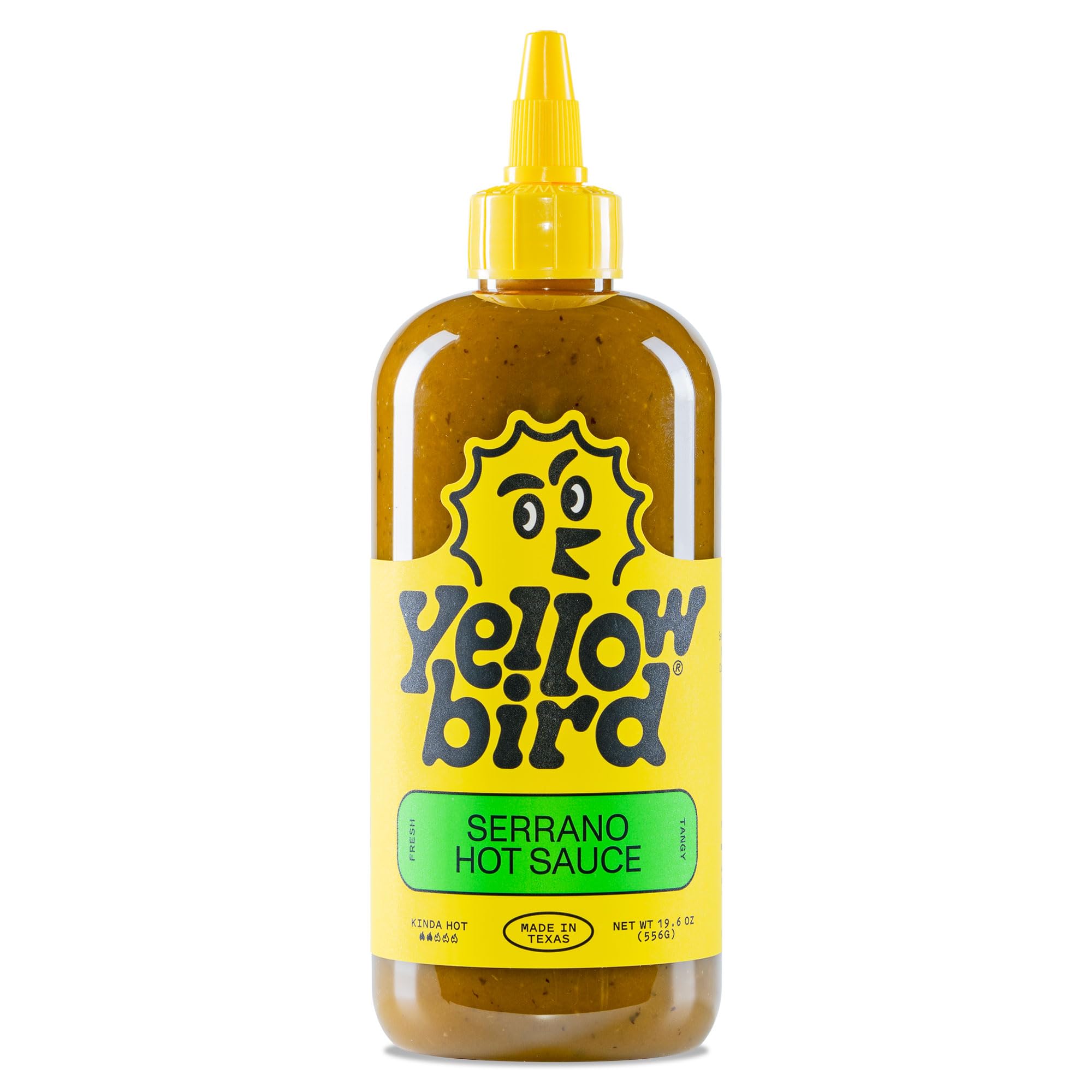 Yellowbird Foods Serrano Hot Sauce - All Natural, Non-GMO, Vegan, 19.6 oz Bottle | Perfect for Tacos, Burritos, Wings & Mexican Cuisine
