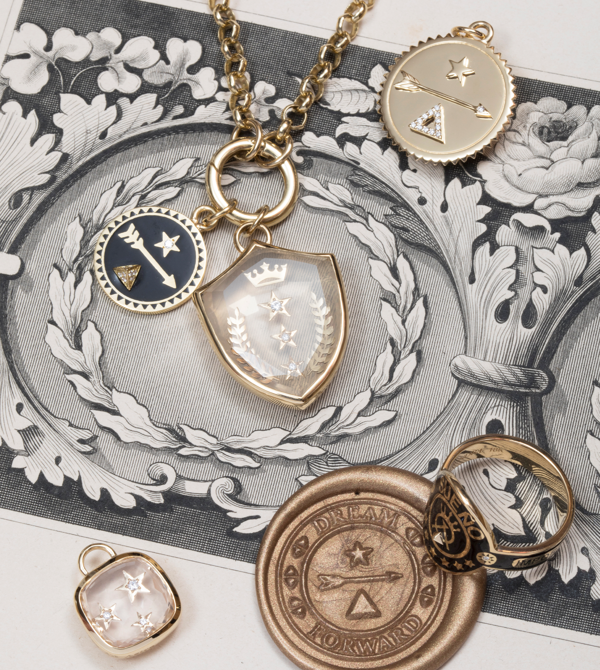 Dream Petite Champlevé Medallion Necklace - Elegant Vintage Jewelry for Women, Perfect for Weddings, Parties & Special Occasions