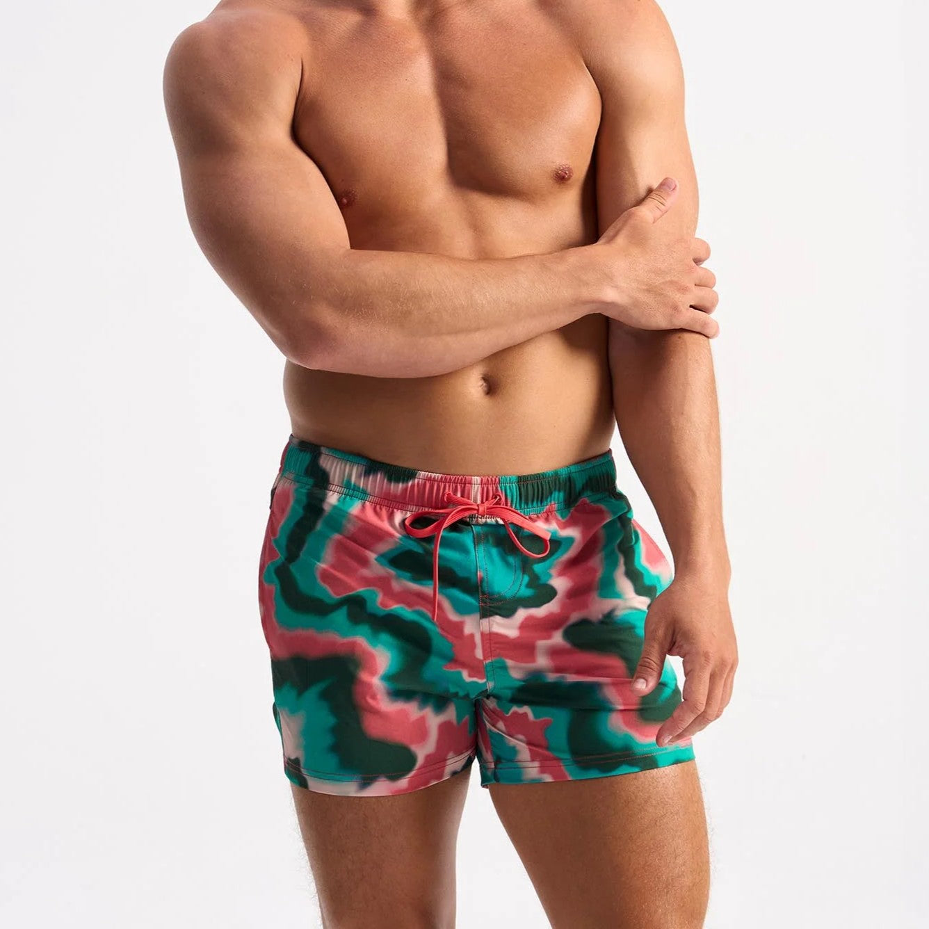 Teamm8 Reef 4 Swim Shorts - Coral Green Quick-Dry Men's Swim Trunks for Beach, Pool & Water Sports | Comfortable & Stylish Swimwear