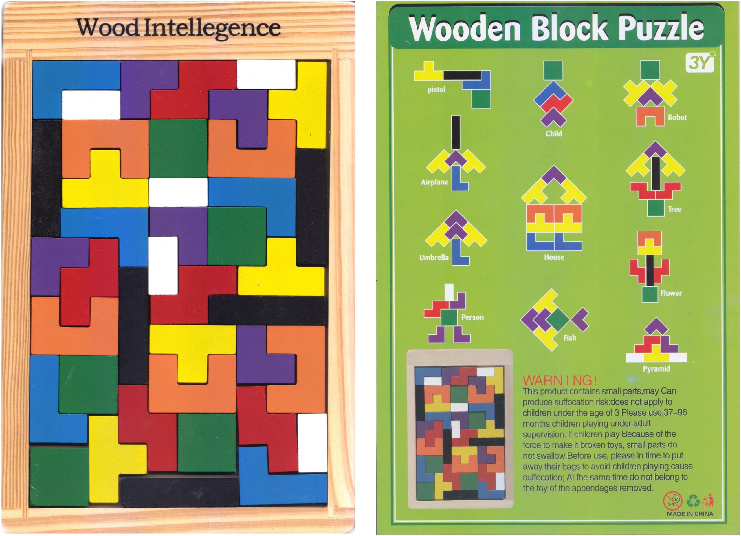 Besite Toys Wooden Jigsaw Puzzle - 40 Piece STEM Learning Game for Kids Ages 2+ | Educational Tangram Brain Teaser & Intelligence Building Toy | Perfect for Preschool Learning, Birthday Gifts & Family Game Night
