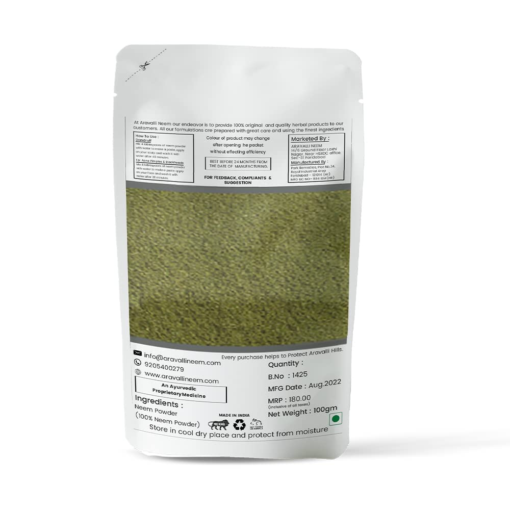 Organic Neem Leaf Powder 100g - 100% Pure & Natural for Face, Skin & Hair Growth | USDA Certified | Ayurvedic Herbal Remedy for Acne, Dandruff & Scalp Care | Vegan, Cruelty-Free | Perfect for DIY Beauty & Hair Masks
