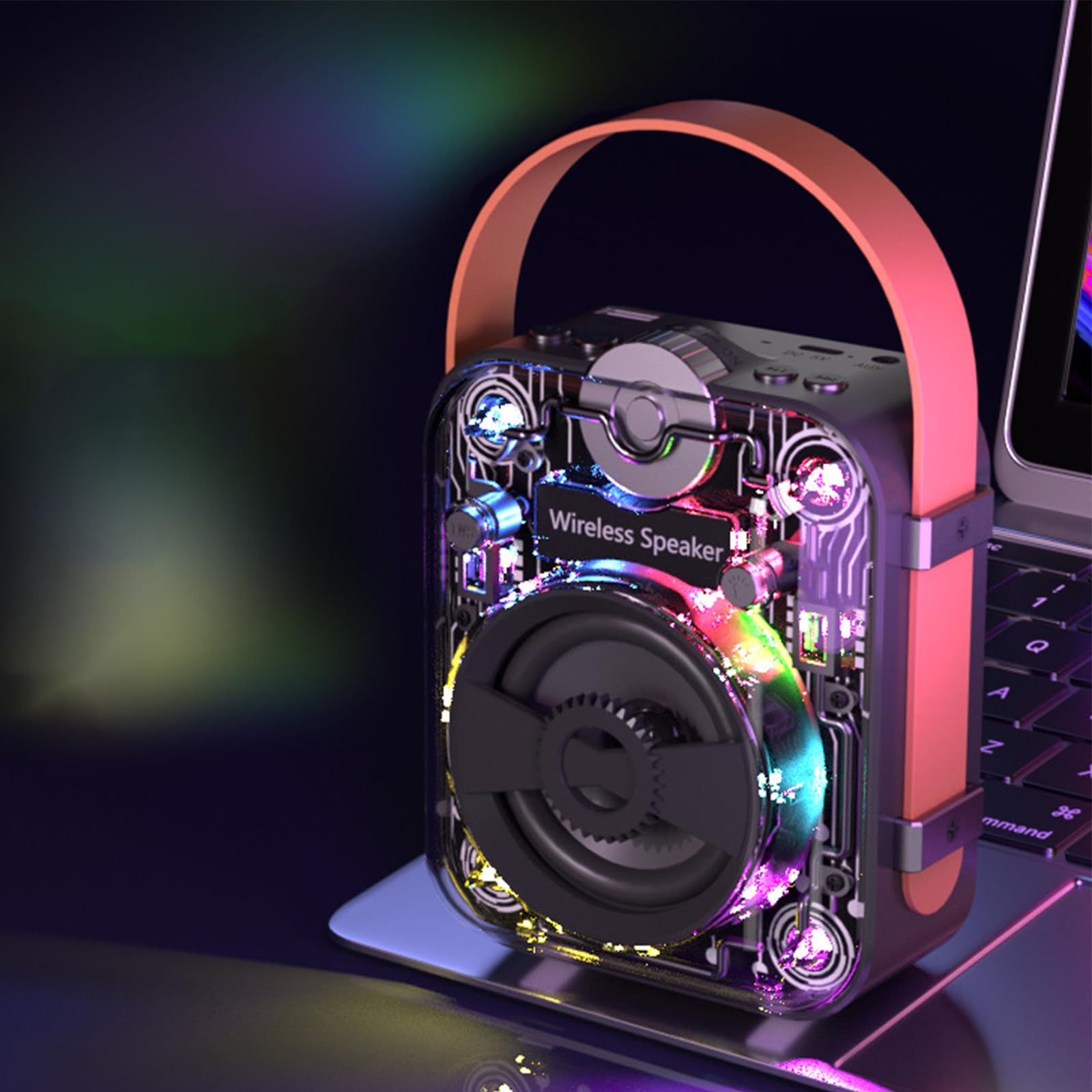 Cyberpunk Wireless Bluetooth Speaker - Portable Stereo with Deep Bass, Handheld Design for Indoor & Outdoor Use | Perfect for Parties, Travel, and Home Entertainment (Black)