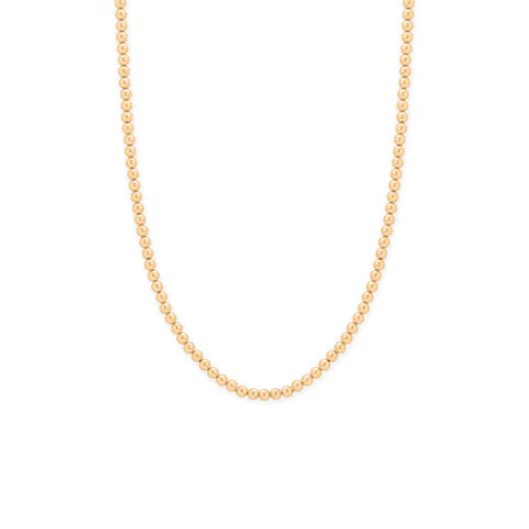 14K Gold Filled Beads Necklace - 16+2 Inch Adjustable 4mm Round Beaded Chain for Women | Perfect for Layering, Gift Giving & Everyday Elegance