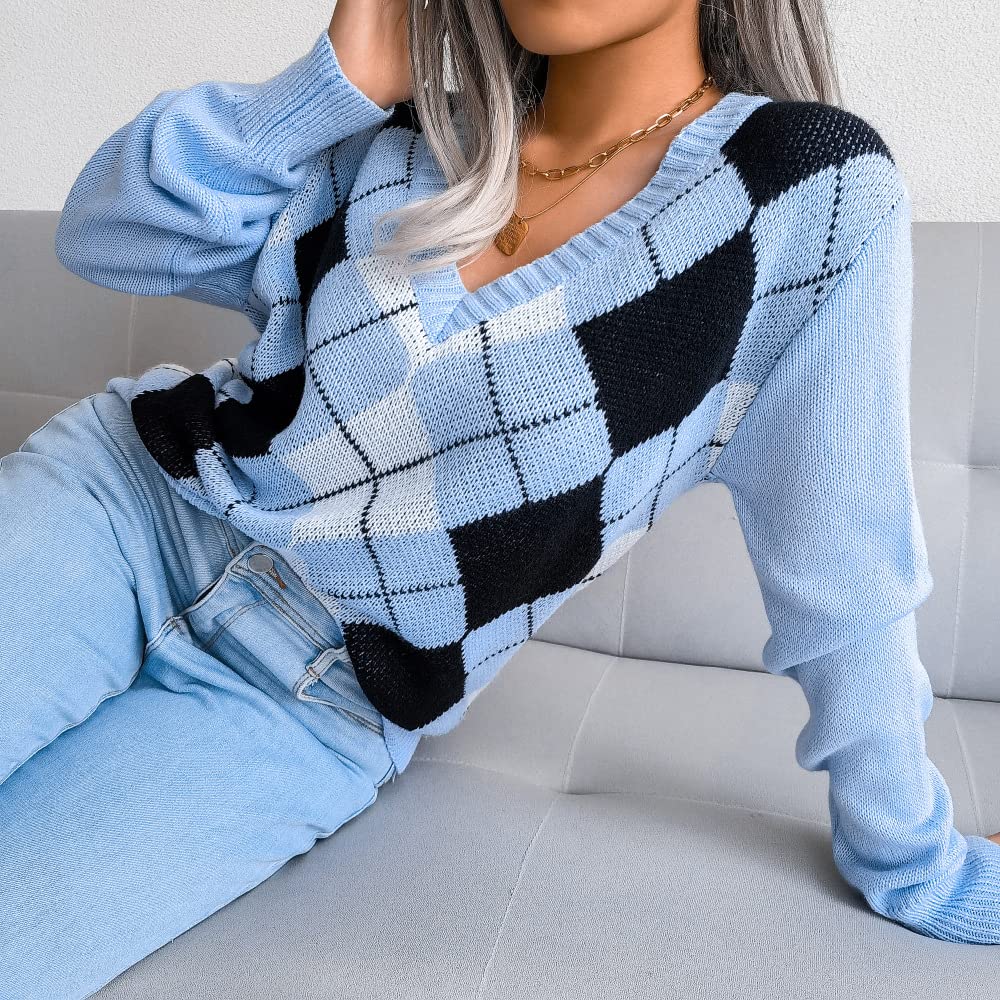 Fronage Women's Waffle Knit V-Neck Long Sleeve Sweater | Rainbow Striped Casual Pullover Top for Fall | Cozy Loose Fit Shirt for Work, Date Night & Weekend Outings