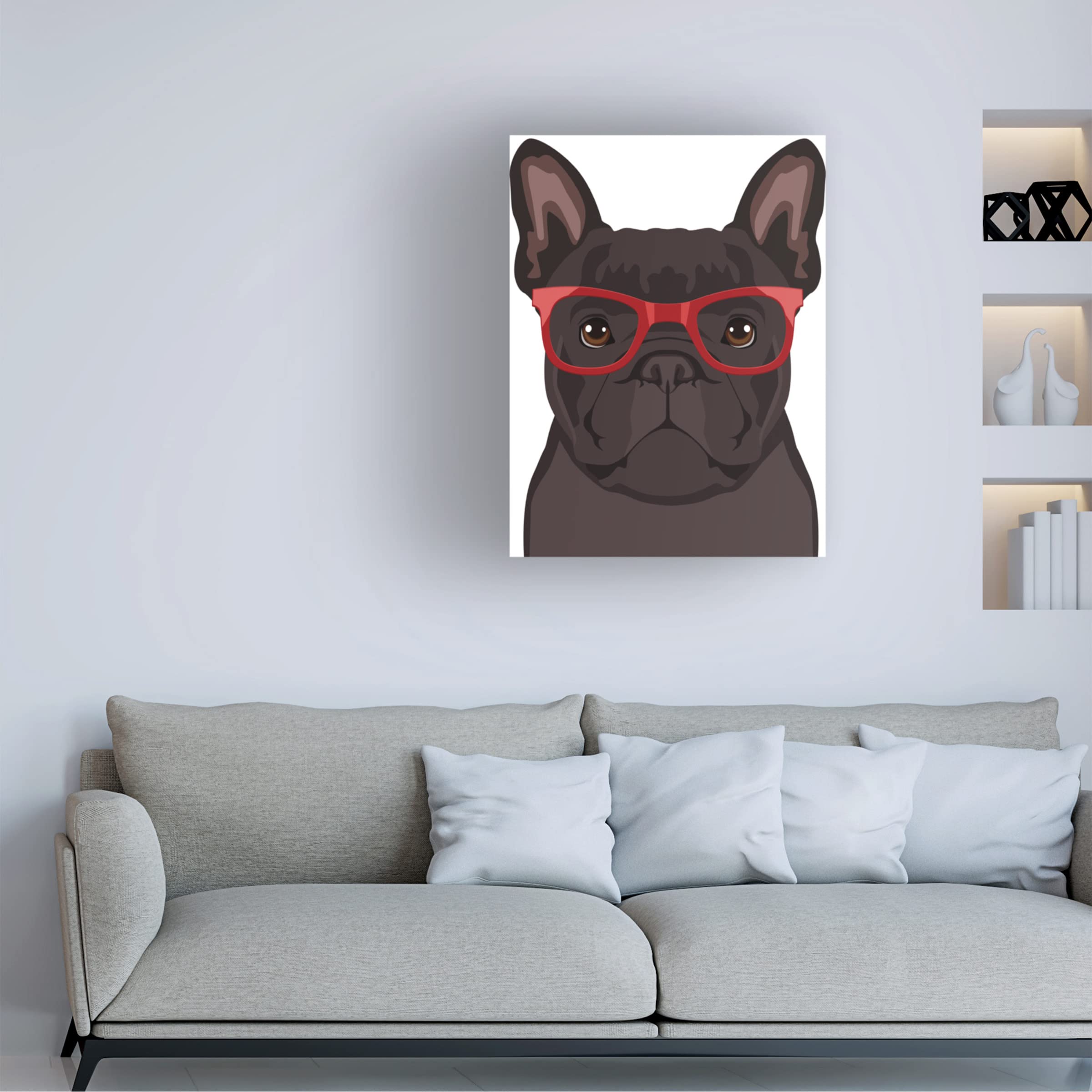 French Bulldog Wearing Hipster Glasses Canvas Wall Art Print - Modern Home Decor for Living Room, Bedroom & Office - Funny Dog Lover Gift Idea