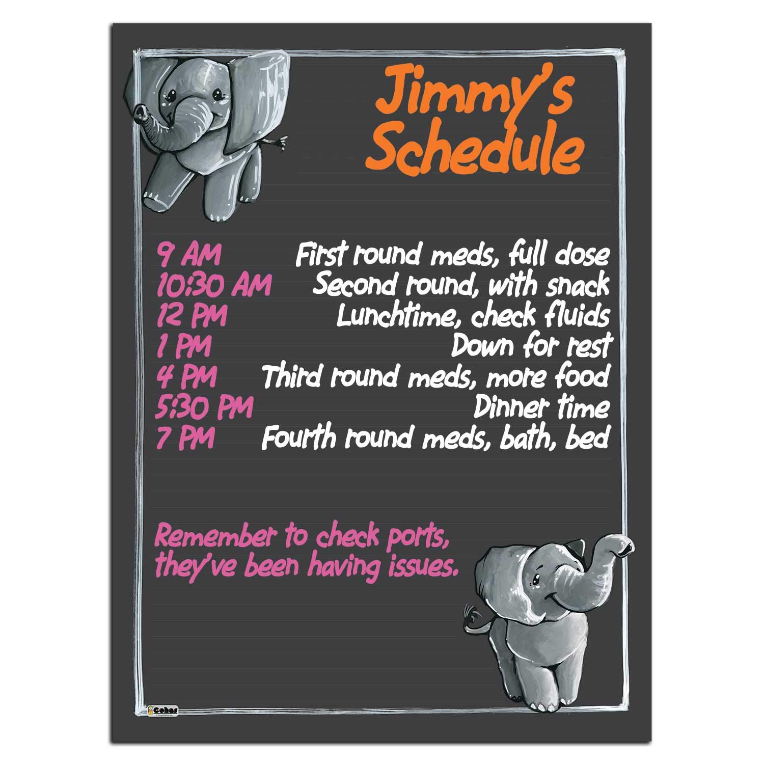 **Cohas 12x16 Inch Magnetic Safari Theme Chalkboard with Elephant Chalk Art - Includes 3 Bright Liquid Chalk Markers - Perfect for Kids' Room Decor, Classroom Learning & Creative Drawing**