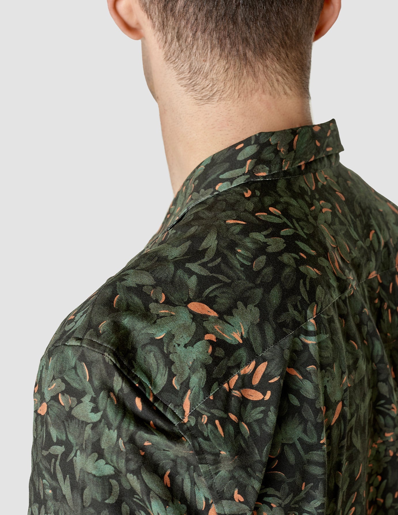 Bowling Short Sleeve Shirt for Men - Forest Night Print - Comfortable Performance Polo for Bowling League & Casual Wear