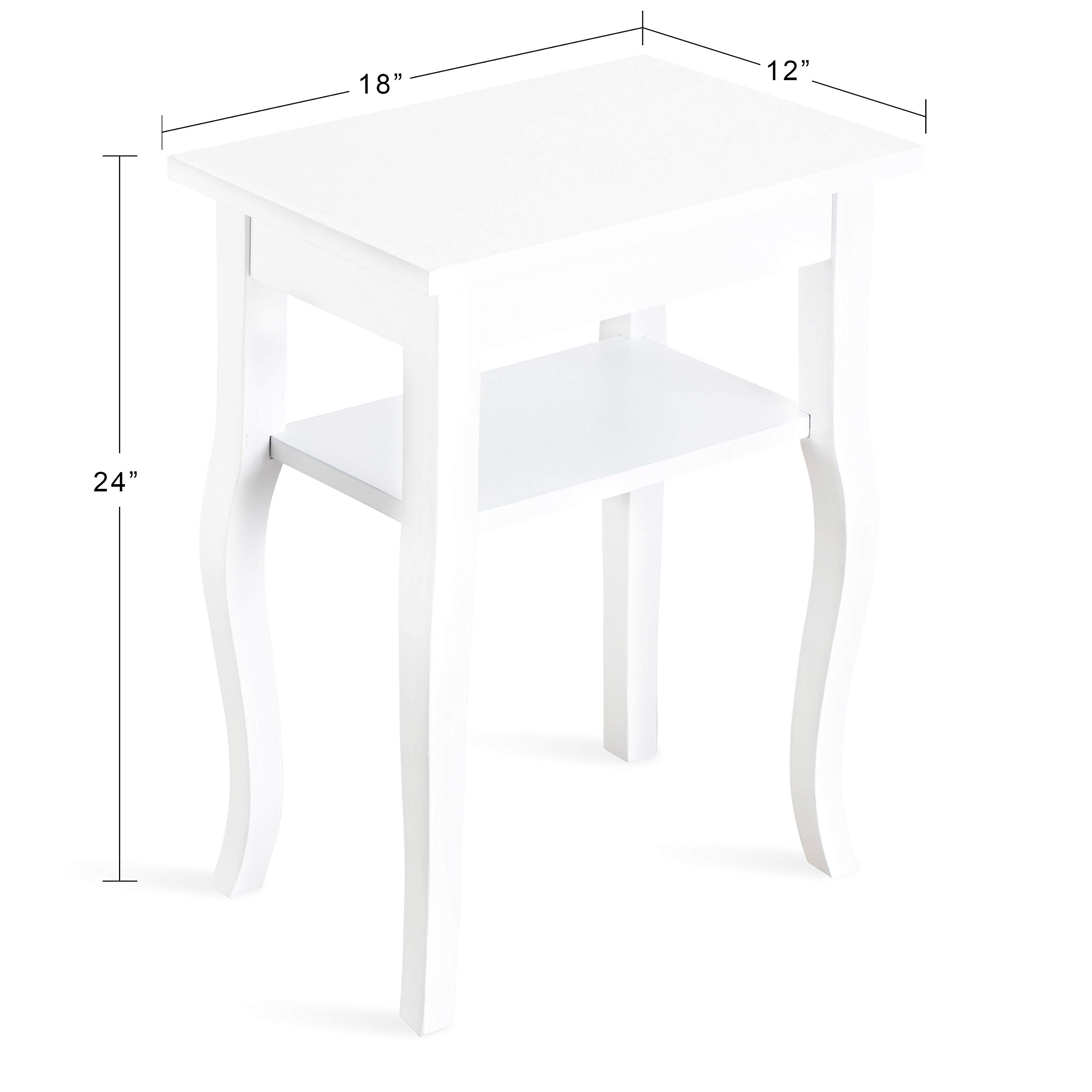 Kate and Laurel Lillian Transitional Wood Side Table - 18 x 12 x 24 Inches, White Accent Table with Storage Shelf | Chic Traditional End Table for Living Room, Bedroom & Entryway Decor