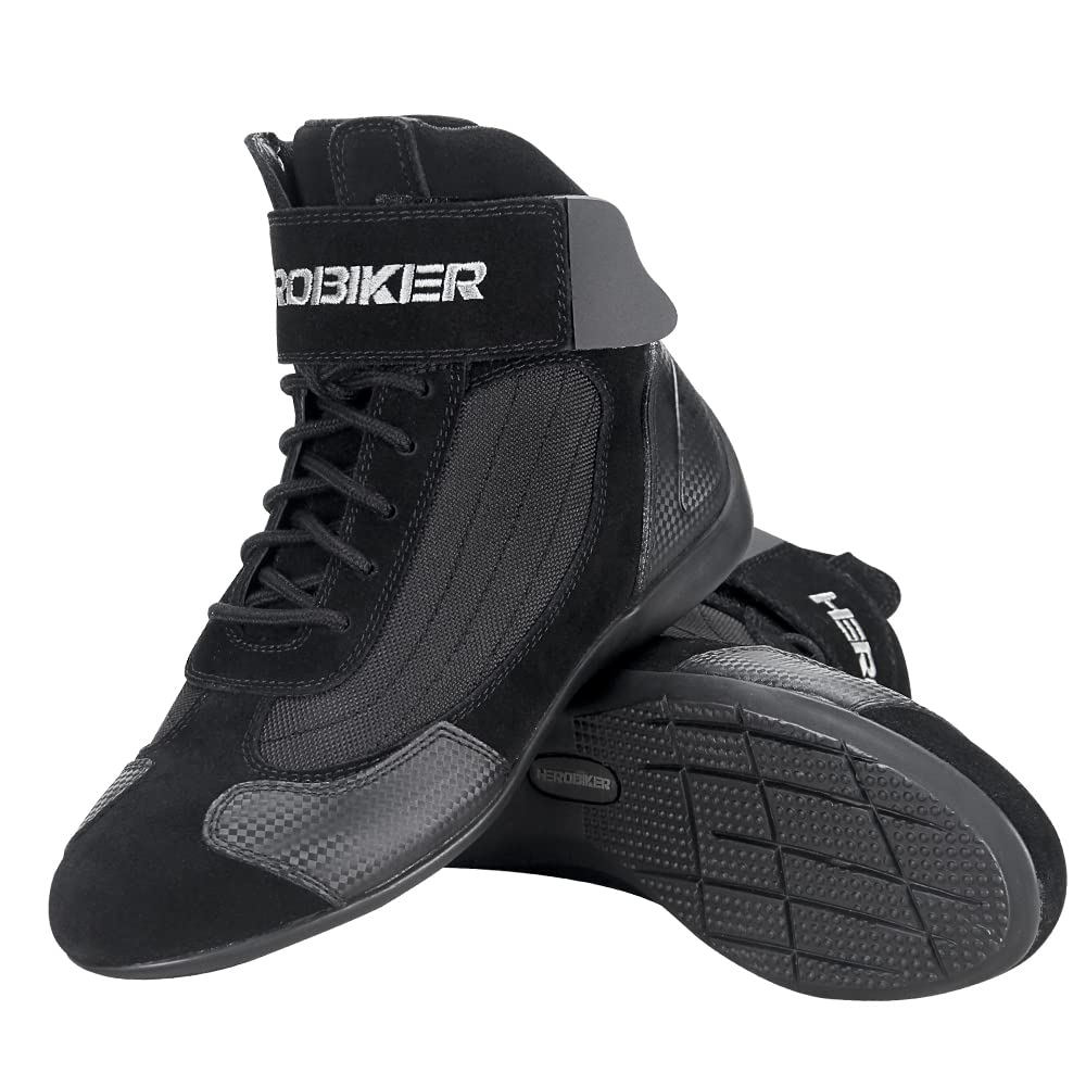 HEROBIKER Men's Motorcycle Combat Boots - Durable Racing & Hiking Shoes for Outdoor Work & Adventure - Mid Ankle Safety Footwear for Riding, Construction & Tough Terrain