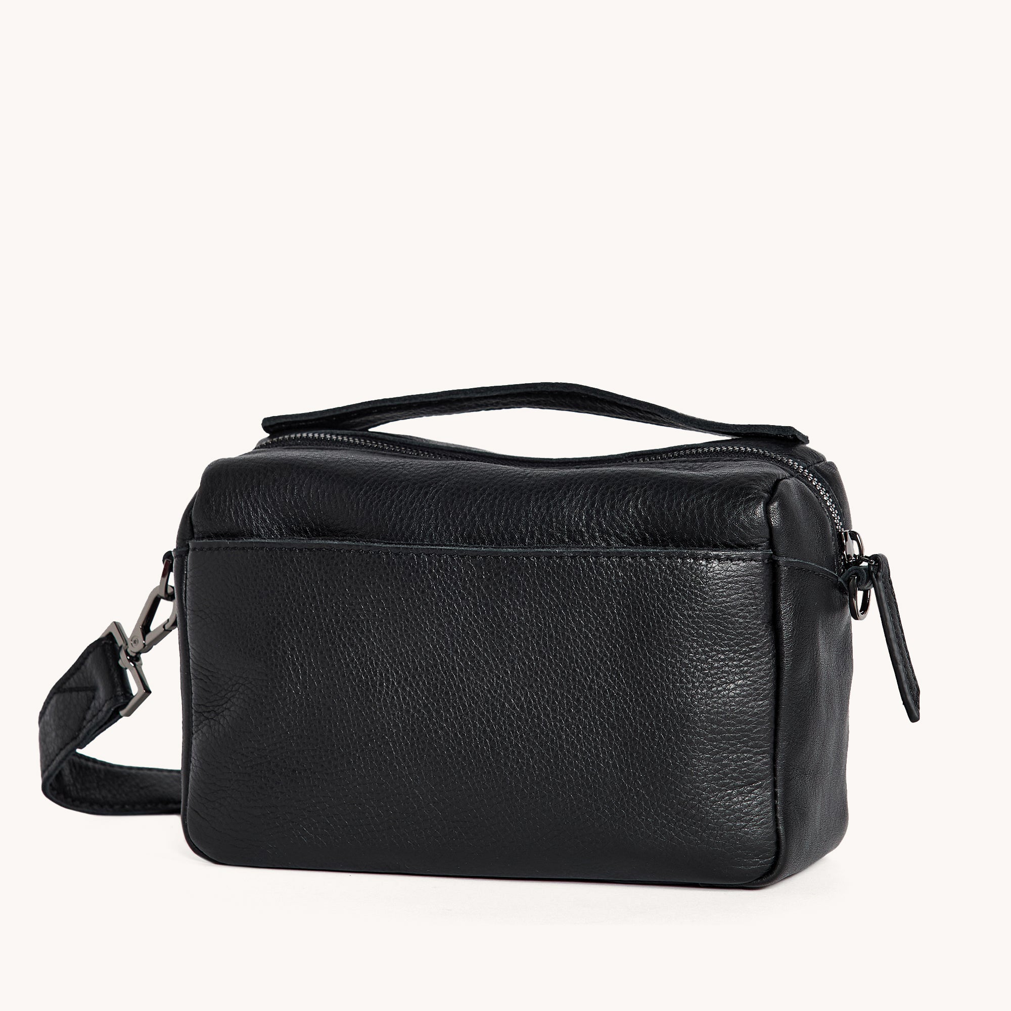 Evan Crossbody Bag for Women - Small Leather Purse with Adjustable Strap, Black & Gunmetal - Perfect for Everyday Use, Travel, and Shopping