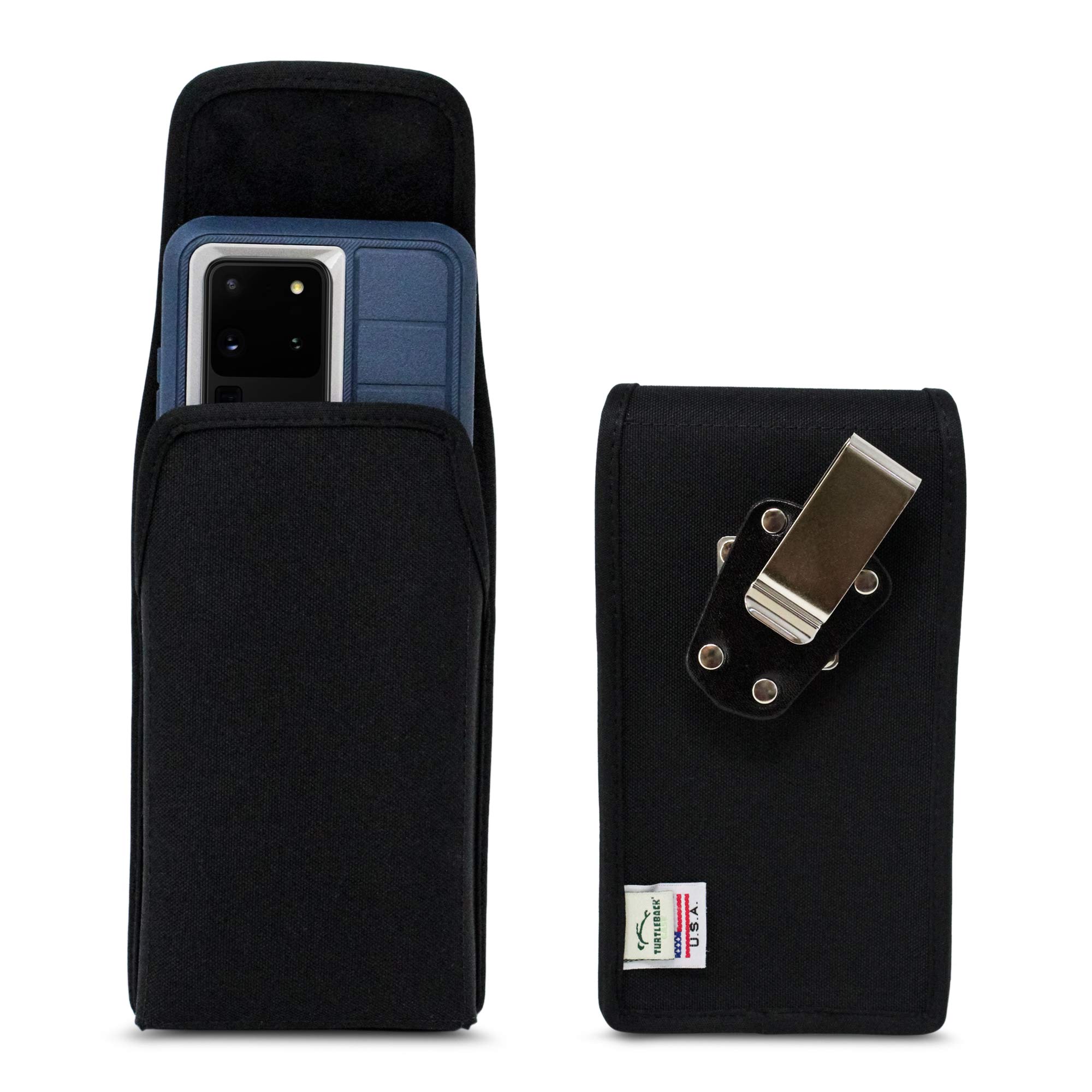 Durable Turtleback Case for Samsung Galaxy S24/S23/S22/S21/S20 Ultra - Black Nylon Vertical Pouch with Rotating Belt Clip | Compatible with OtterBox Defender & Bulky Cases | Perfect for Outdoor Activities, Work & Daily Use