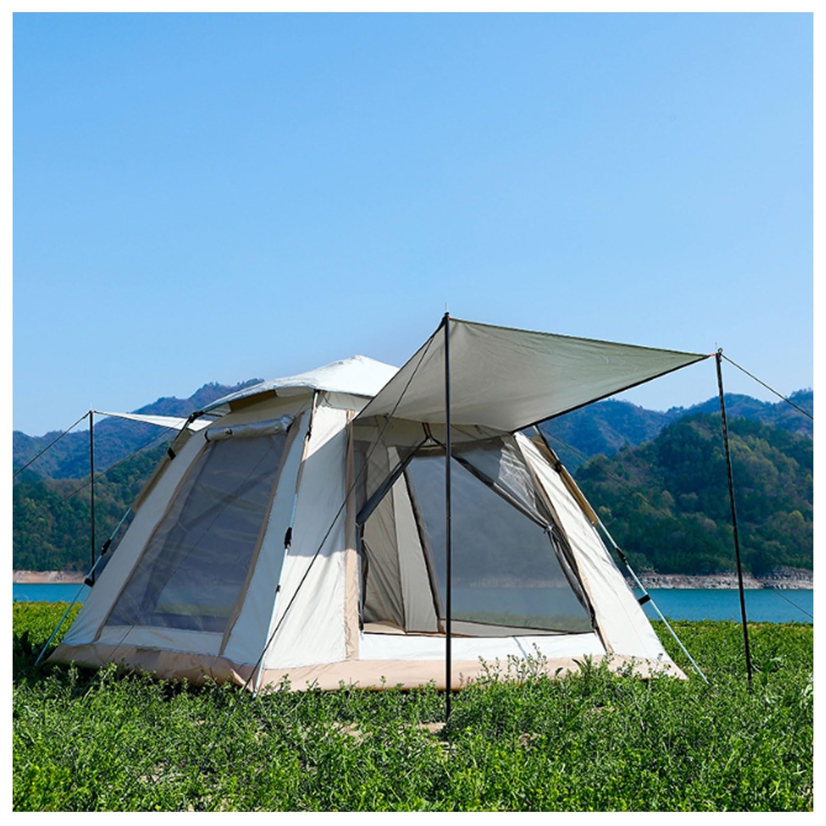 3-4 Person Waterproof Pop-Up Camping Tent - Quick Setup, Lightweight & Portable with Carry Bag - Perfect for Outdoor Adventures, Hiking, and Backpacking