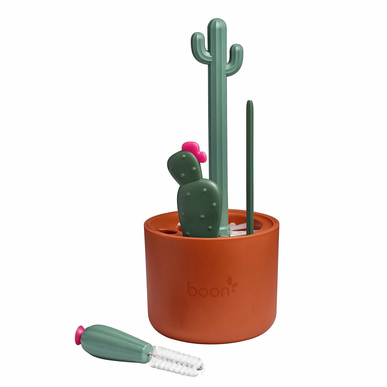 Boon Cacti Baby Bottle Cleaning Brush Set - 3-Piece Nipple & Bottle Cleaner Kit for Newborns - Safe & Durable for Breast Pump Parts, Sippy Cups, and Baby Feeding Accessories (Dishwasher Safe)