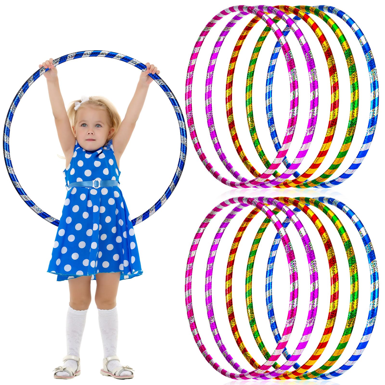 Kathfly Glitter Weighted Exercise Hoop for Kids & Adults - Fitness Hula Circle for Sports, Pilates, Workout & Weight Loss - Durable Plastic Hula Ring for Indoor/Outdoor Play & Exercise