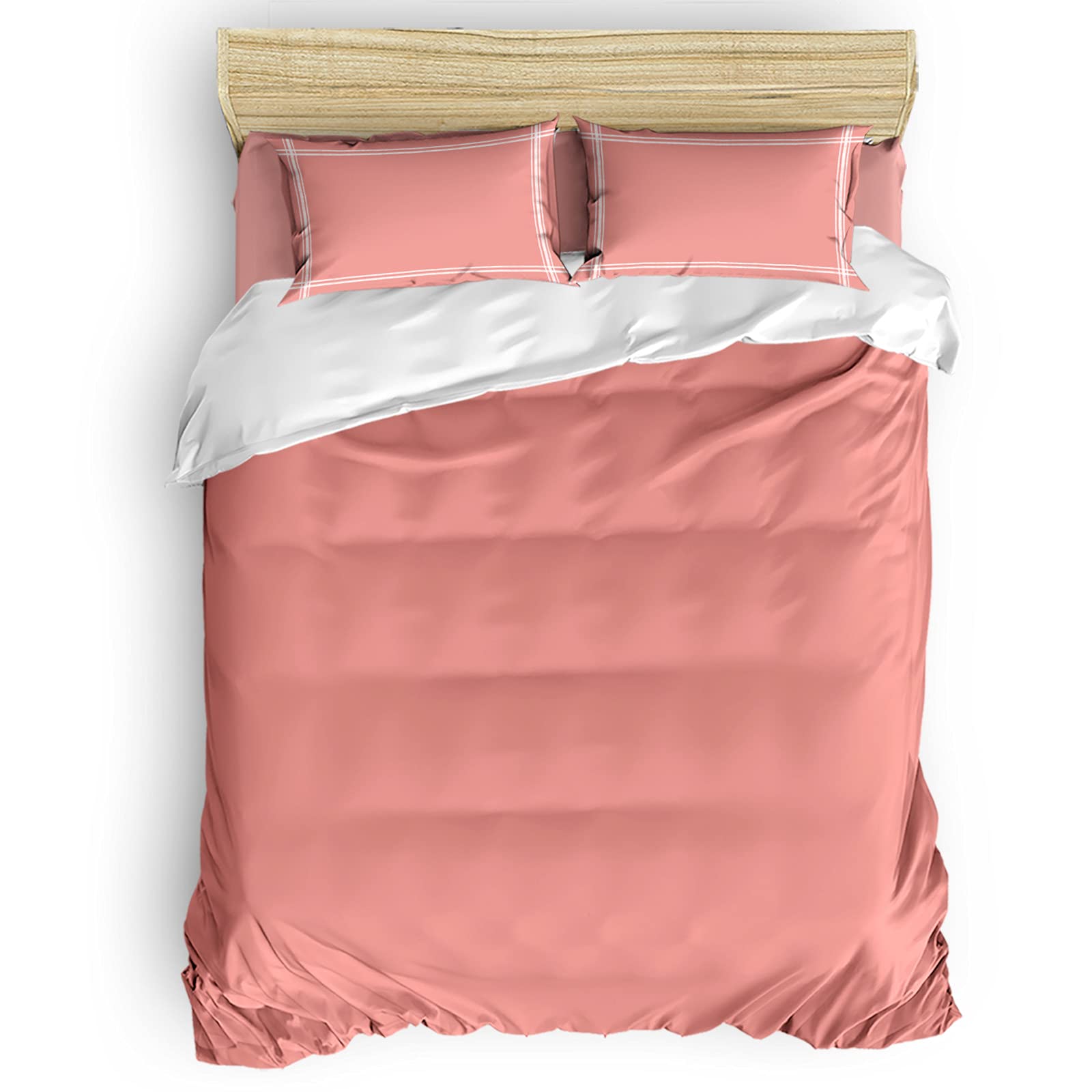 4-Piece California King Bedding Set - Solid Coral Red Comforter Cover, Bed Sheet & 2 Pillowcases for Kids' Bedroom | Soft & Cozy Pure Color Design for Boys, Girls & Teens | Perfect for Home, Dorm & Guest Room