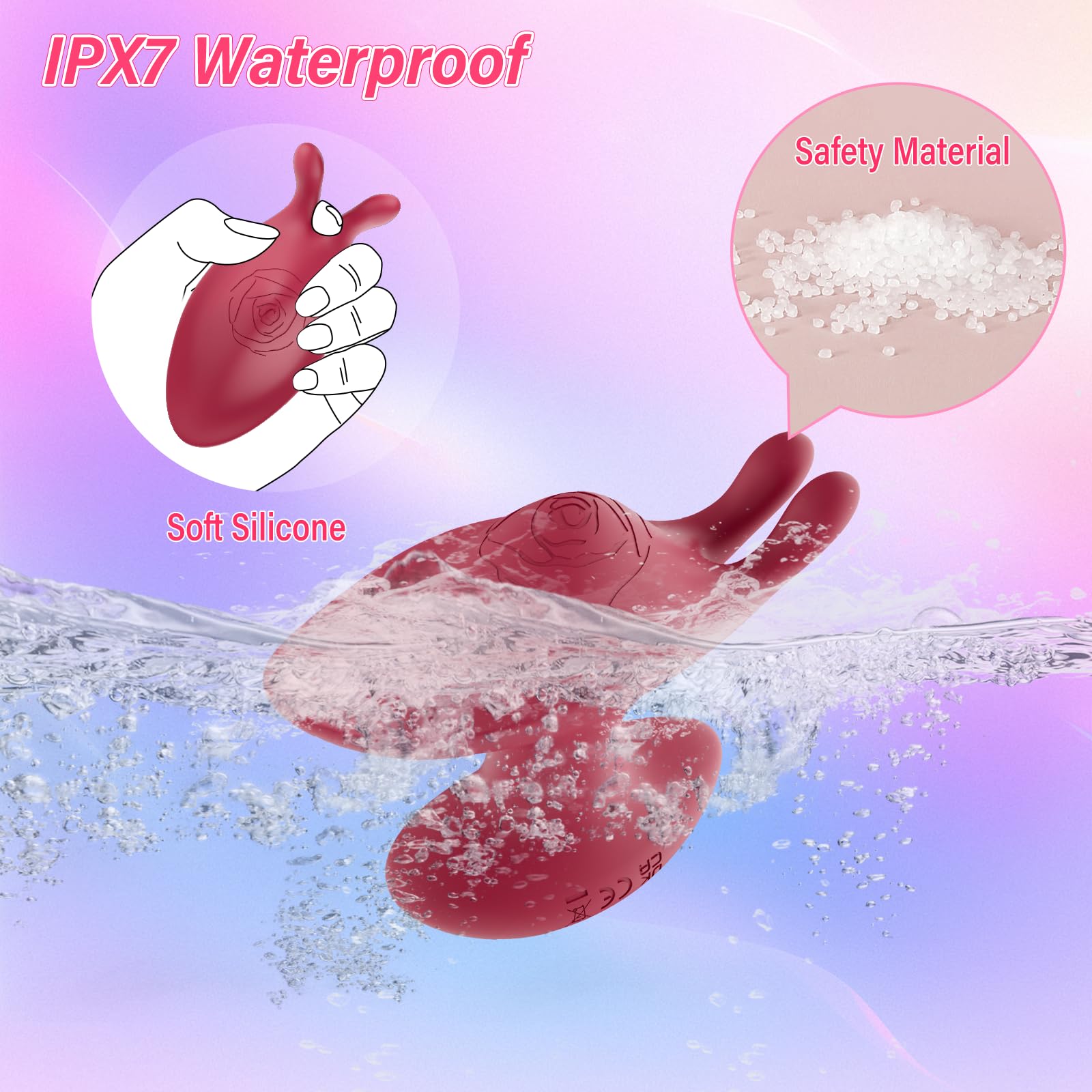 Rose Clitoral Vibrator - 10 Speed Mini Rabbit Vibrator for Women, Waterproof Silicone Clit & Nipple Stimulator, Adult Sex Toy for Vaginal & Clitoral Pleasure | Perfect for Solo Play, Couples Intimacy & Sensual Massage