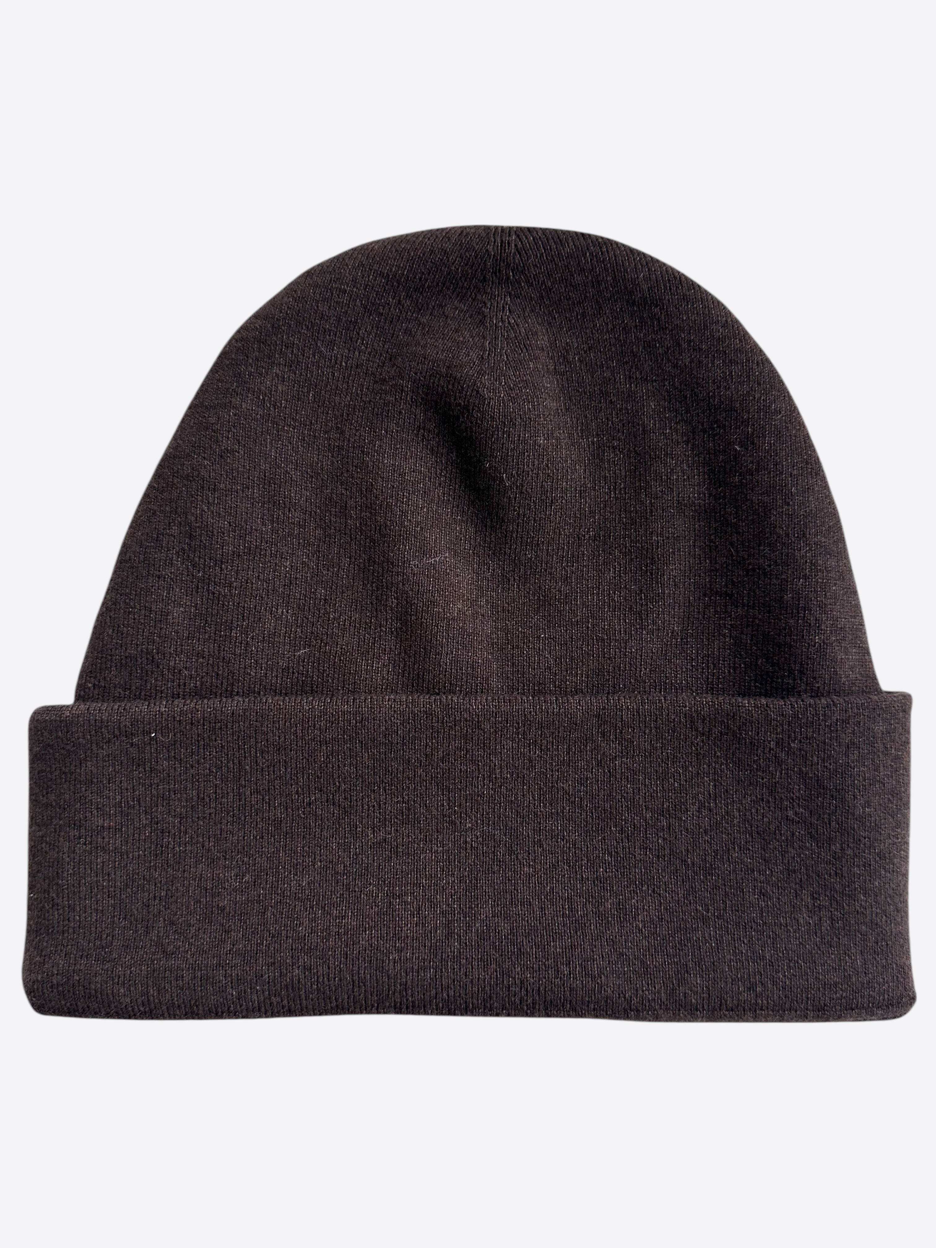 Dior Cactus Jack Brown & White Embroidered Logo Cashmere Beanie - Luxury Winter Hat for Men & Women - Perfect for Cold Weather & Streetwear Fashion