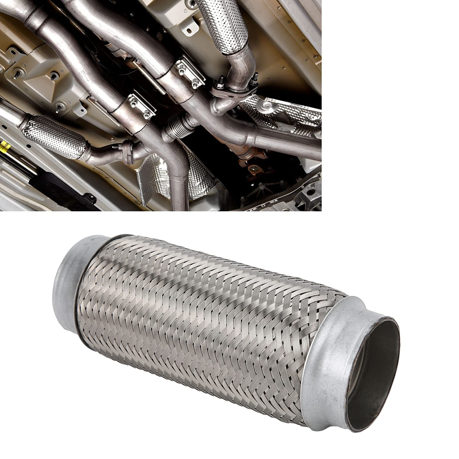 Set of 2 Stainless Steel Flexible Joint Tubes - 2.5x8in Universal Exhaust Pipe for Turbo Wastegate & Drain Pipe | Rust-Proof & Durable | Perfect for Automotive Exhaust Systems & Turbo Upgrades