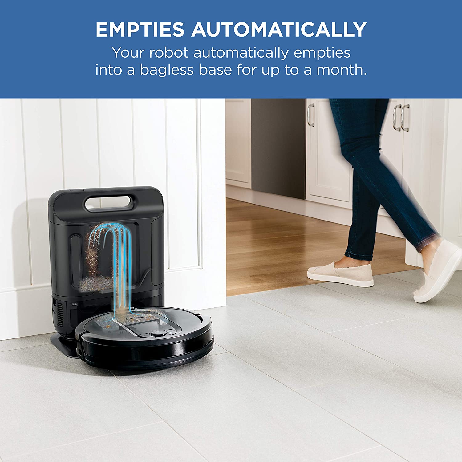 SHARK RV1001A Self-Emptying Robot Vacuum Cleaner with Home Essentials Warranty | Smart Cleaning for Hardwood Floors & Carpets | Perfect for Homes with Pets & Allergies