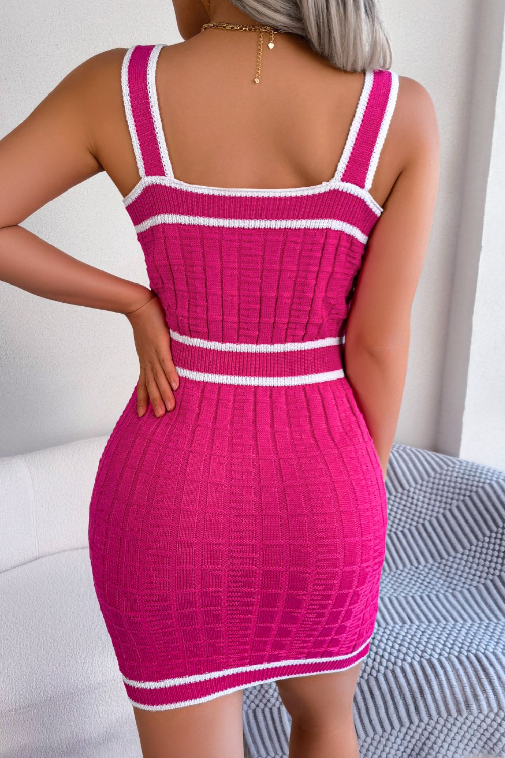 Stylish Pink Knitted Dress for Women - Soft & Comfortable Casual Wear - Perfect for Date Nights, Office Outfits & Spring Fashion
