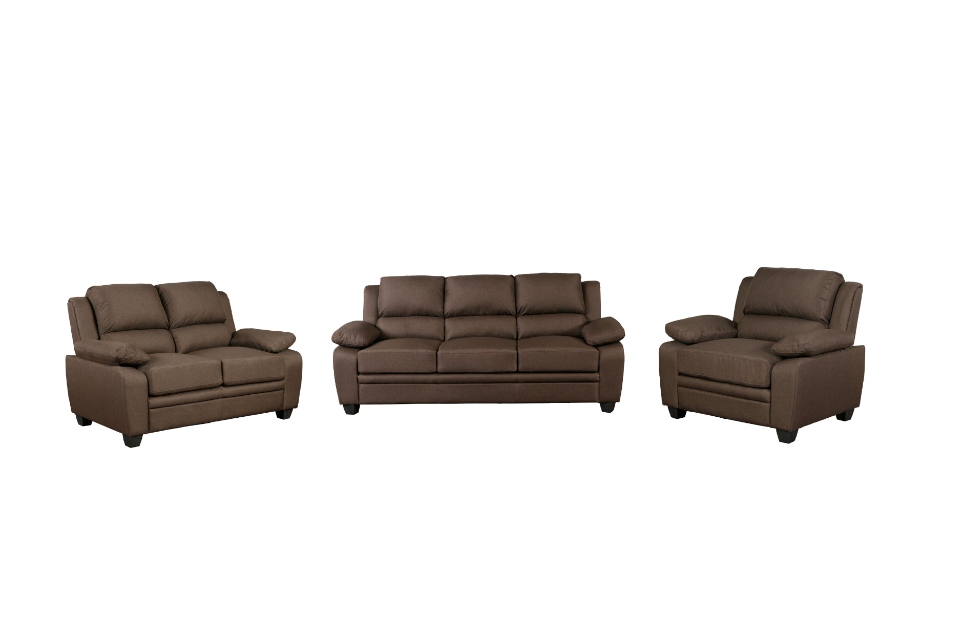 Luxury Brown Fabric Sofa Set with High Back & Arm Pillows - Modern Living Room Furniture for Home Decor & Relaxation