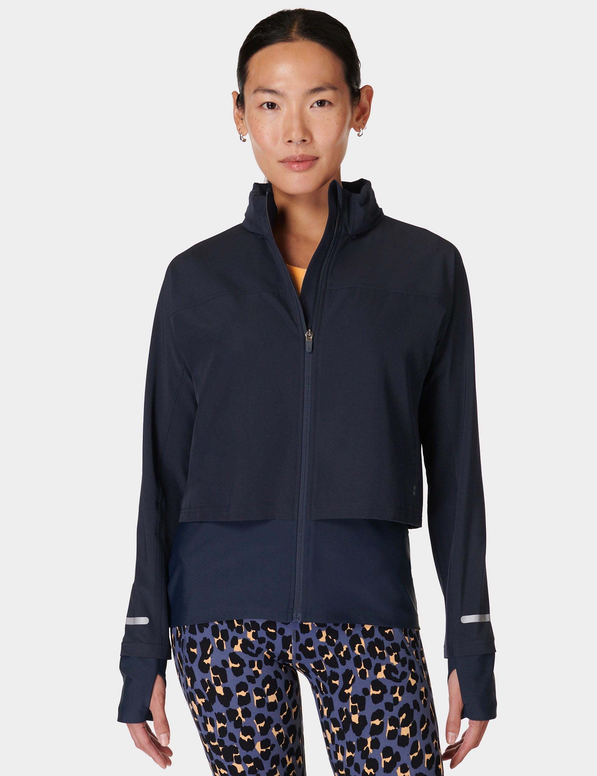 Fast Track Running Jacket for Men & Women - Lightweight Waterproof Windbreaker with Reflective Strips (Navy Blue) - Perfect for Jogging, Hiking & Outdoor Sports
