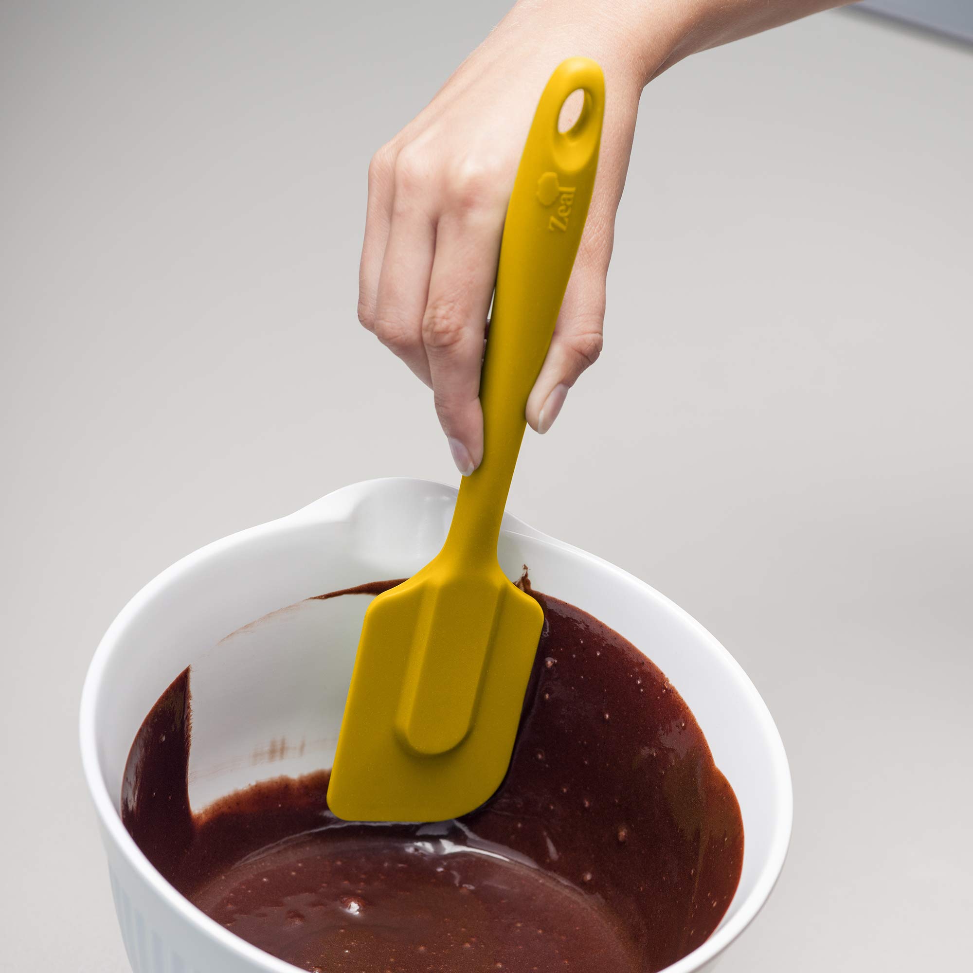Zeal Silicone Non-Stick Cooking & Baking Spatula - 26cm Heat-Resistant Kitchen Utensil for Flipping, Scraping & Mixing - Mustard Yellow - Perfect for Pancakes, Eggs & Baking