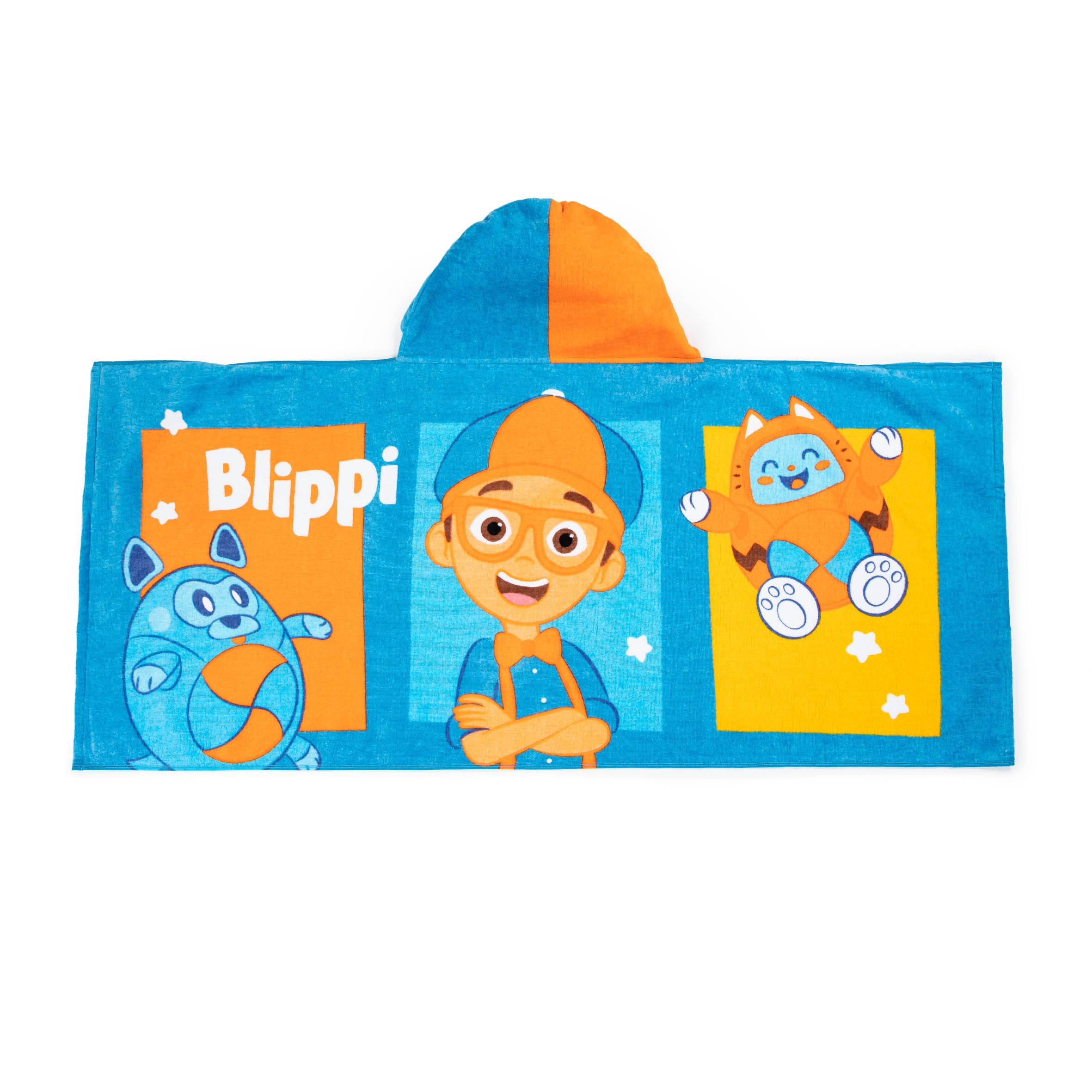 Blippi Hooded Towel for Kids - Super Soft & Absorbent Blue Cotton Beach & Pool Towel - Perfect for Bath Time, Swimming, and Outdoor Adventures