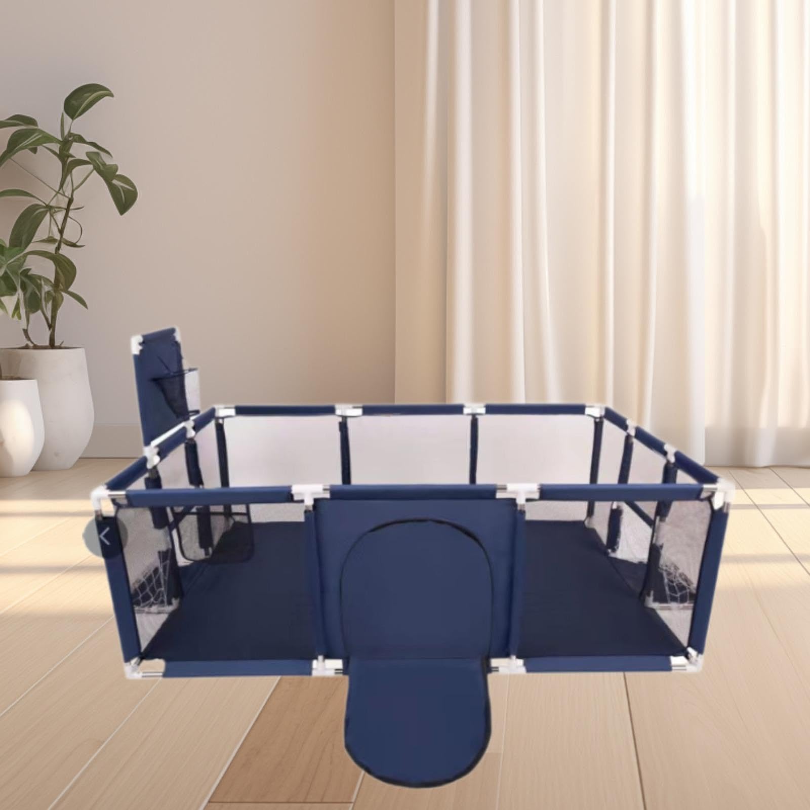 Qialexicon Kids Playpen with Sports Theme - Indoor Play Yard for Toddlers & Babies, Safe & Portable Baby Playpen in Blue - Perfect for Playrooms, Daycare & Home Use