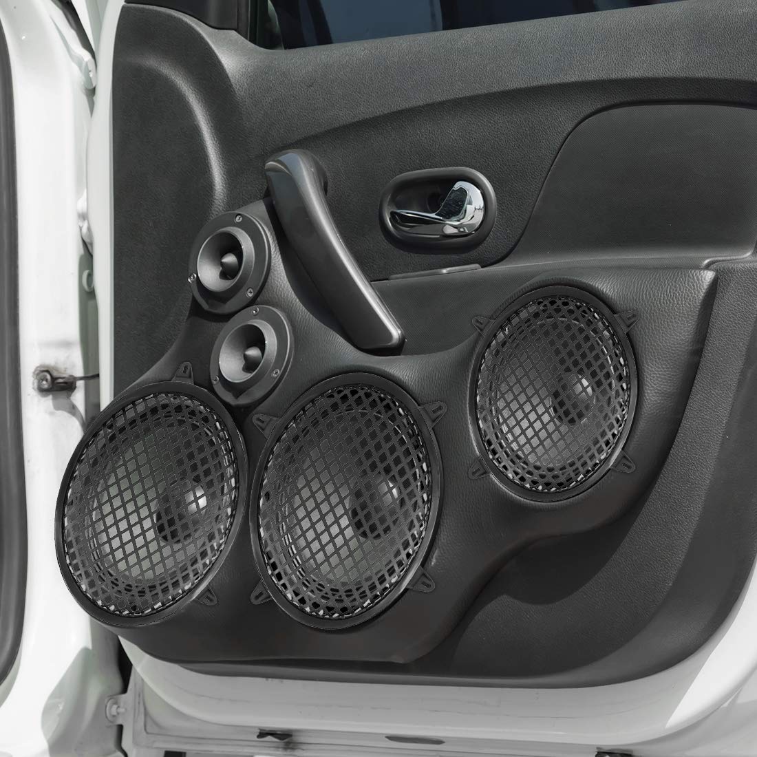 X AUTOHAUX 2-Pack 8 Inch Black Car Audio Speaker Covers - Heavy Duty Metal Mesh Subwoofer Grills & Horn Guards for Enhanced Protection | Perfect for Car Audio Systems, Home Theaters & DIY Speaker Projects
