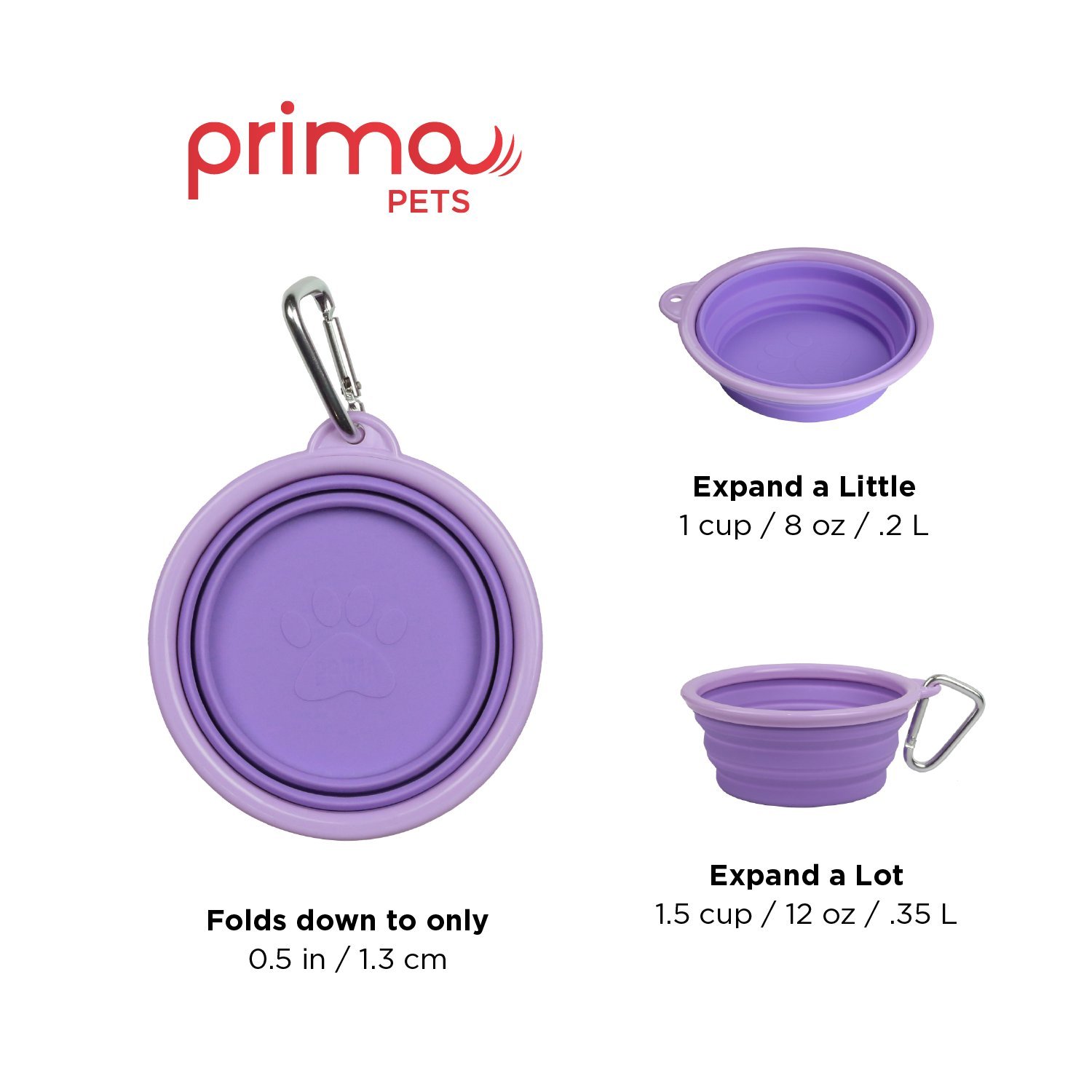 Foldable Travel Dog & Cat Bowl - Collapsible Silicone Food & Water Dish with Clip for Pets, Portable Small (1.5 Cups) - Perfect for Hiking, Camping & Road Trips