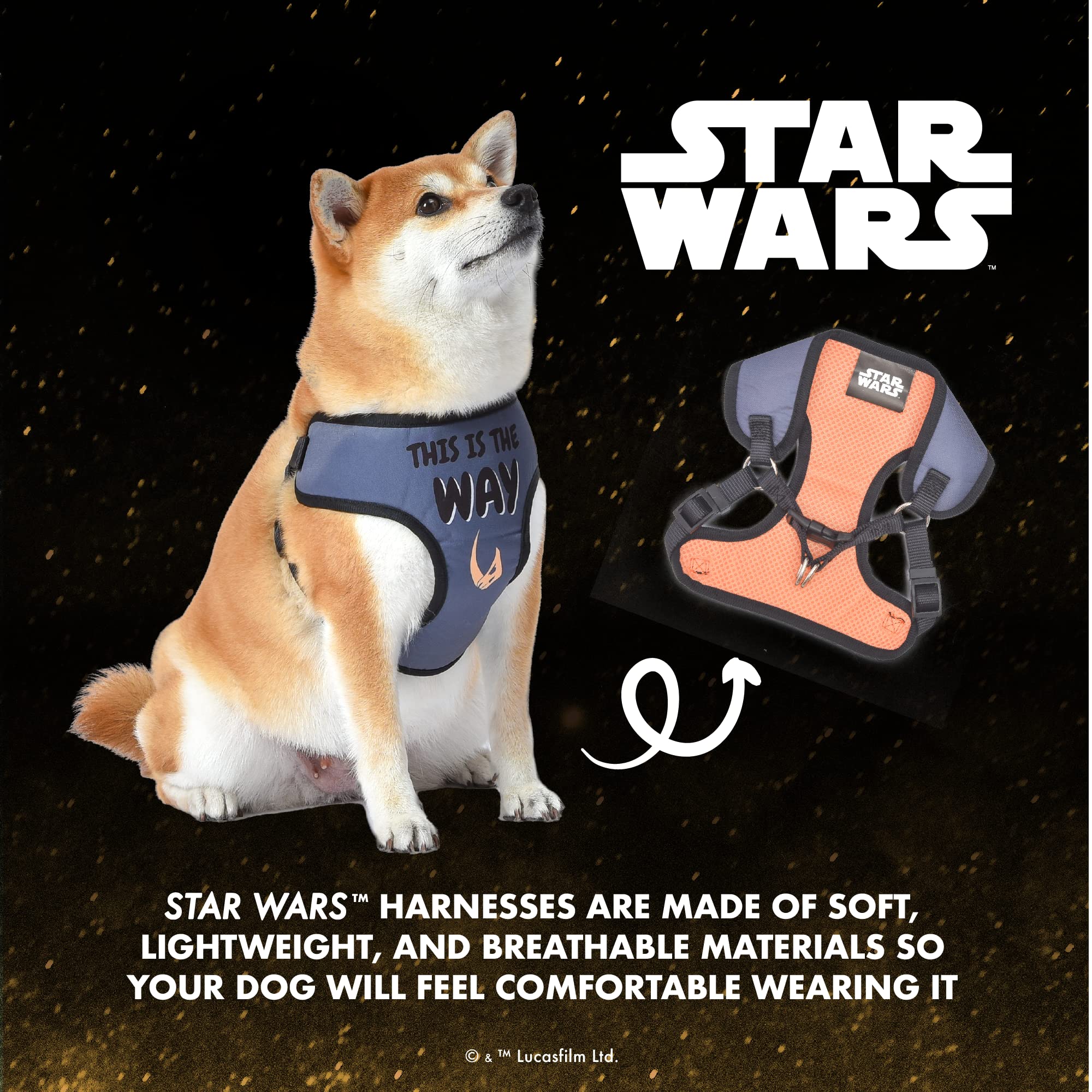STAR WARS The Mandalorian Dog Harness for Small Dogs (Size S) - Cute Pet Costume & Walking Gear for Halloween, Cosplay & Daily Adventures