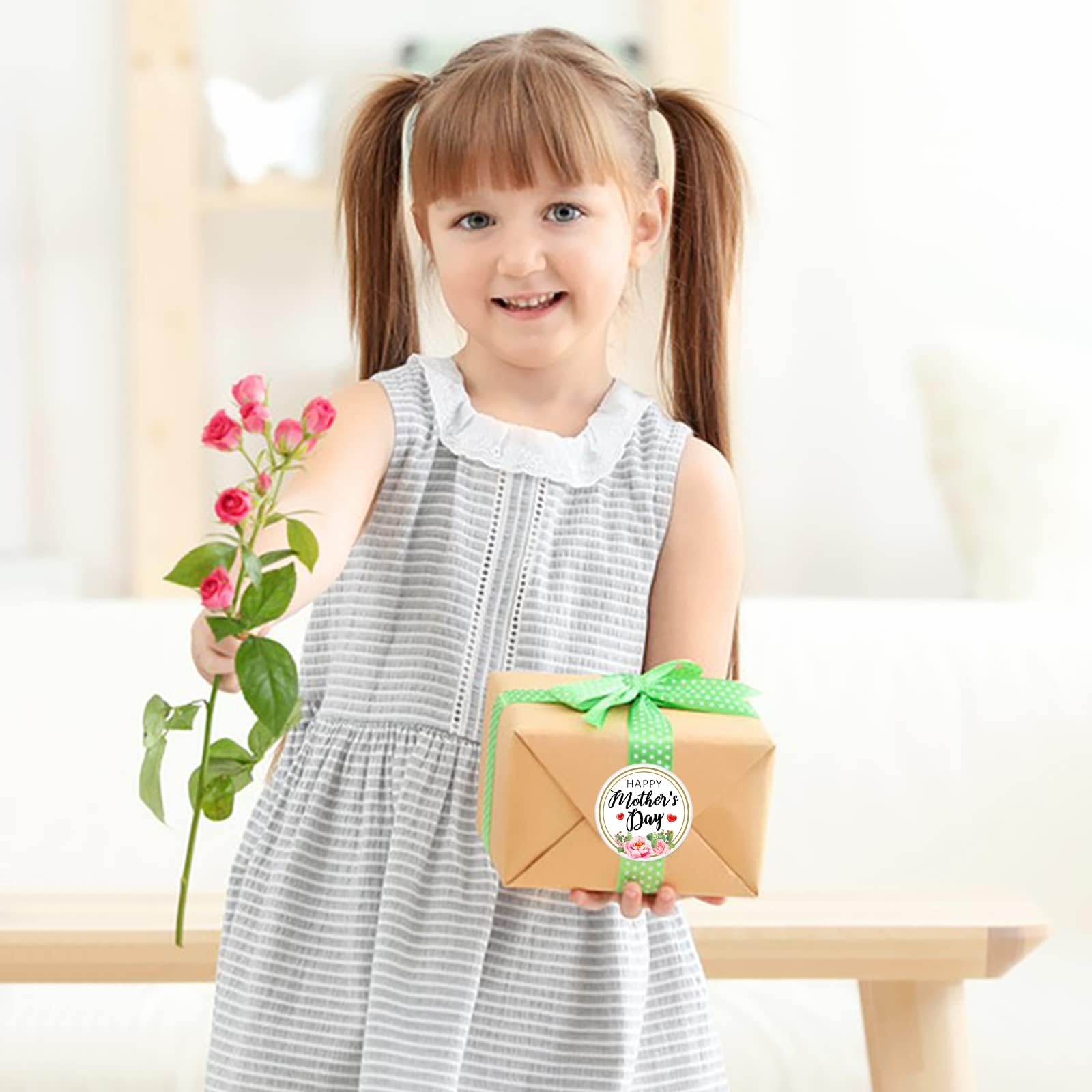 24PCS Happy Mother's Day Stickers - 2 Inch Round Floral Gift Labels for Kids, Envelopes, Cards & Party Decor | Perfect for DIY Crafts, Scrapbooking & Mother's Day Celebrations