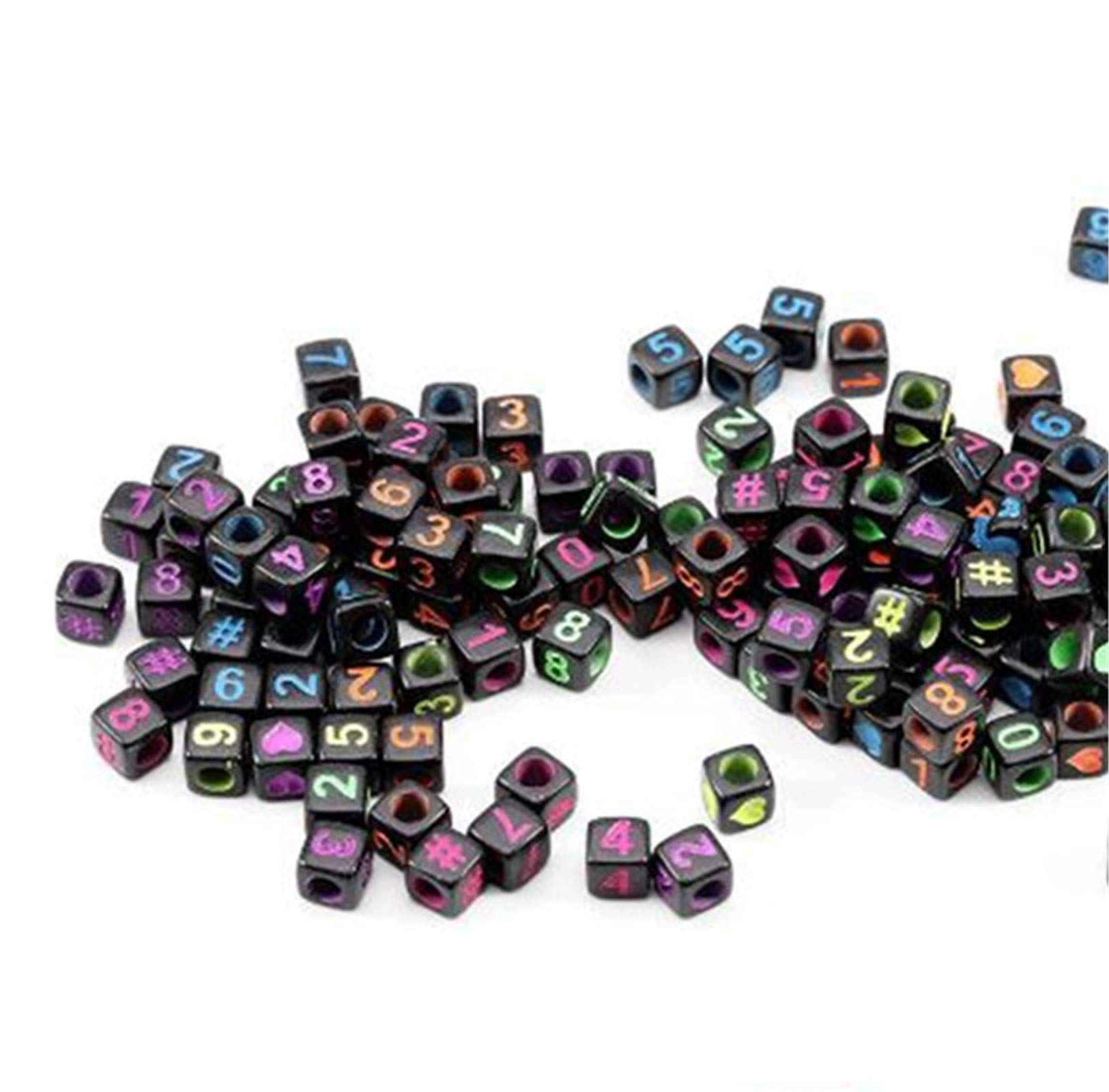 300Pcs Black Number Beads Square Acrylic Beads for DIY Jewelry Making - Bracelet & Necklace Craft Supplies | Perfect for Personalized Jewelry, Gifts, and Scrapbooking Projects