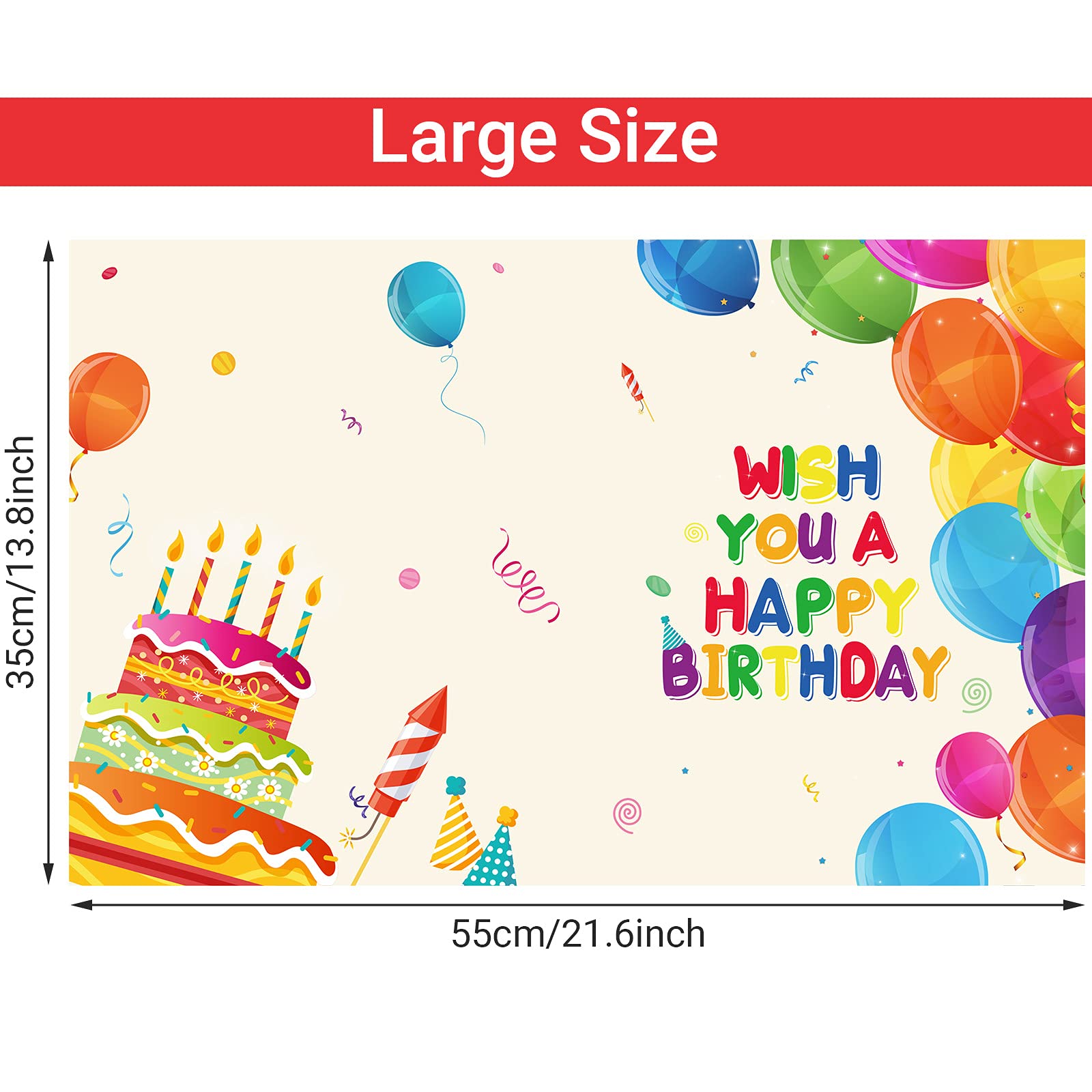 Nezyo Extra Large Happy Birthday Card - 21.6 x 13.8 Inch Colorful Giant Greeting Card with Rainbow Balloons & Cake Design for Kids, Men & Women - Perfect for Birthday Parties, Celebrations & Special Occasions