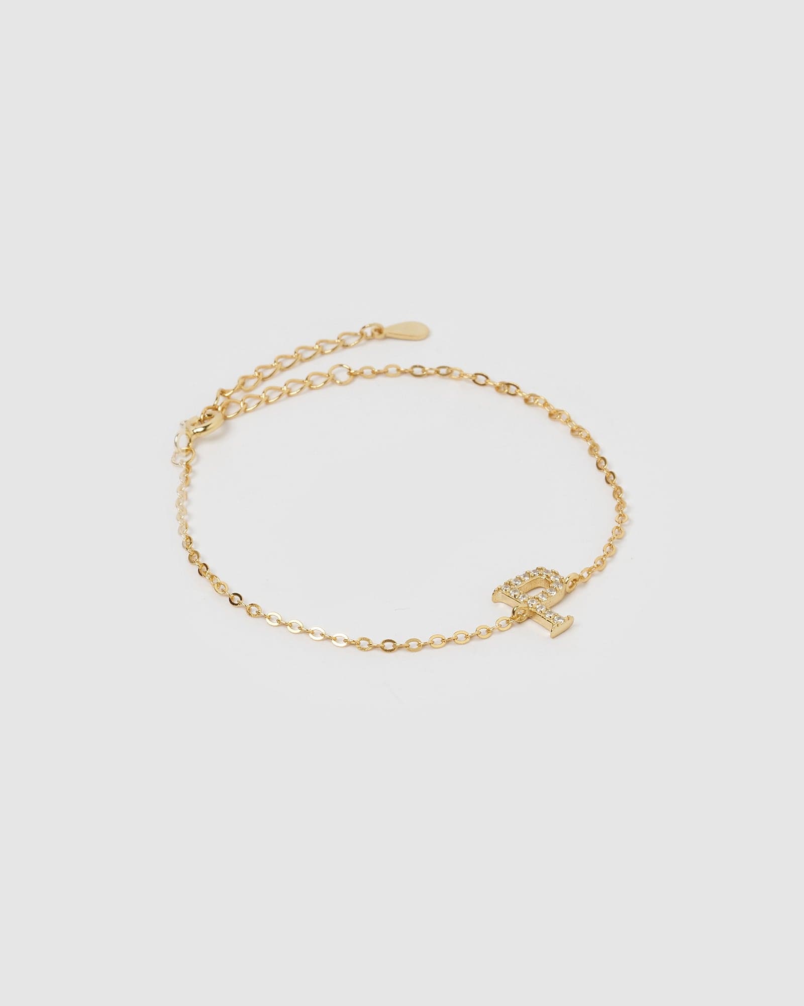 Izoa Crystal Letter P Bracelet - Gold Plated Initial Charm Jewelry for Women, Girls - Perfect Gift for Birthday, Anniversary, Valentine's Day