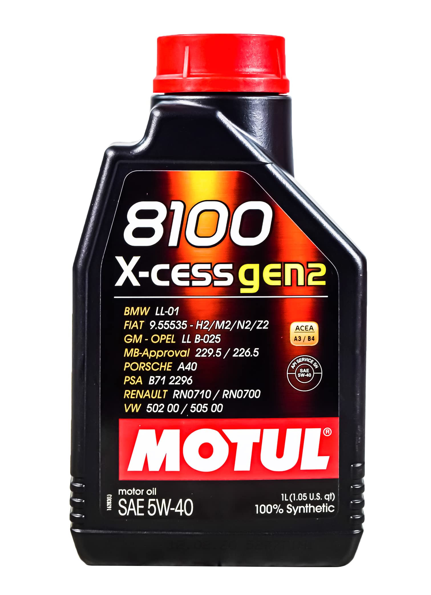 Motul 109774 8100 X-Cess Gen2 5W-40 Synthetic Motor Oil - 6 Pack (1 Liter Bottles) - Premium Engine Protection for High-Performance Cars, SUVs & Trucks - Ideal for Daily Driving, Racing & Extreme Conditions