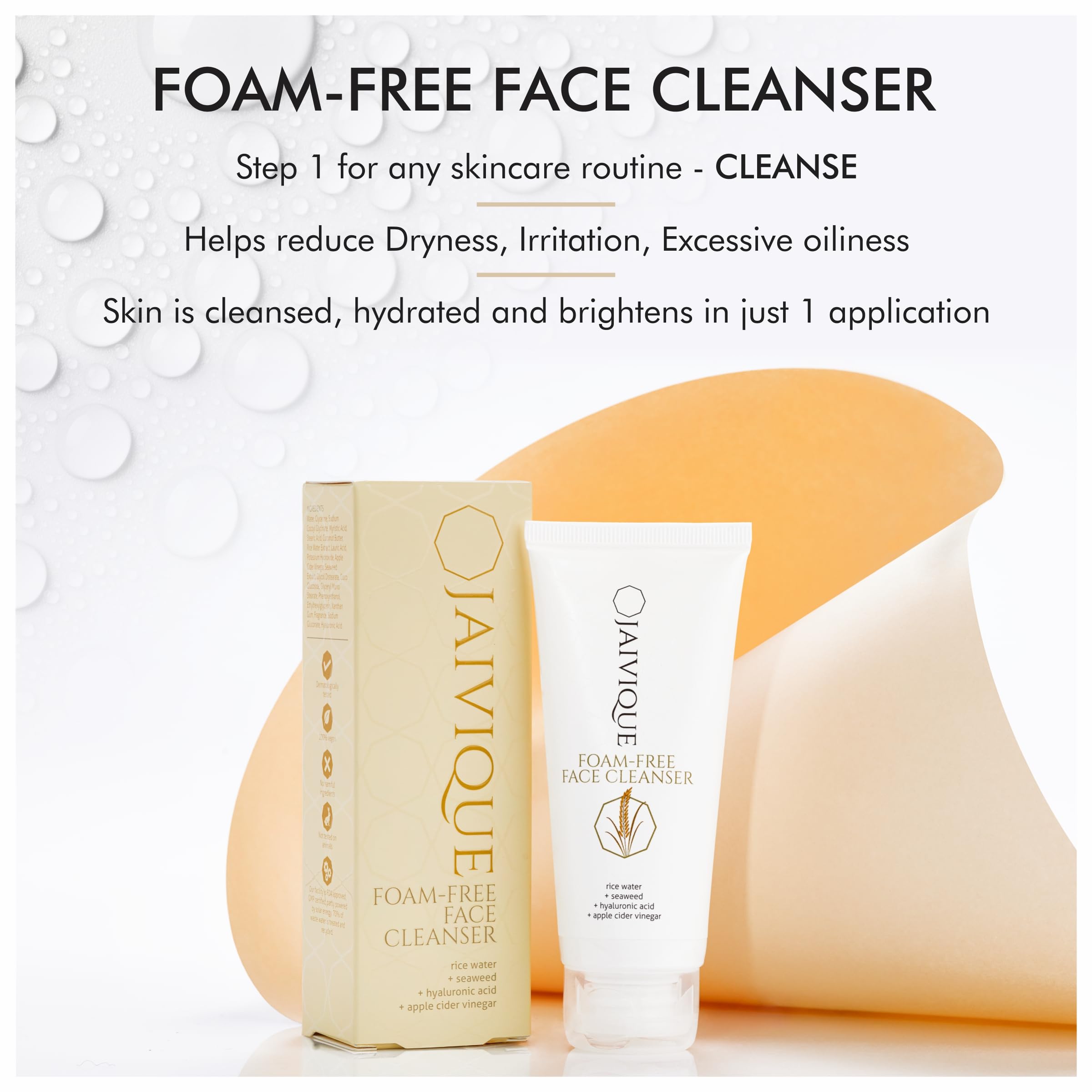Jaivique Foam Free Face Cleanser for Dry Skin - Instantly Brightening & Deep Cleansing Formula | Gentle Non-Irritating Acne Treatment | Perfect for Morning & Night Skincare Routine