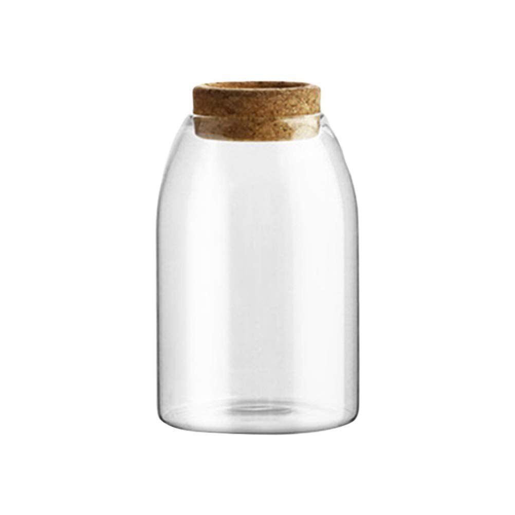 800ml Clear Glass Food Storage Jar with Cork Lids - Airtight Kitchen Containers for Tea, Coffee, Spices, Sugar & Salt | Perfect for Pantry Organization, Coffee Bars & Home Decor