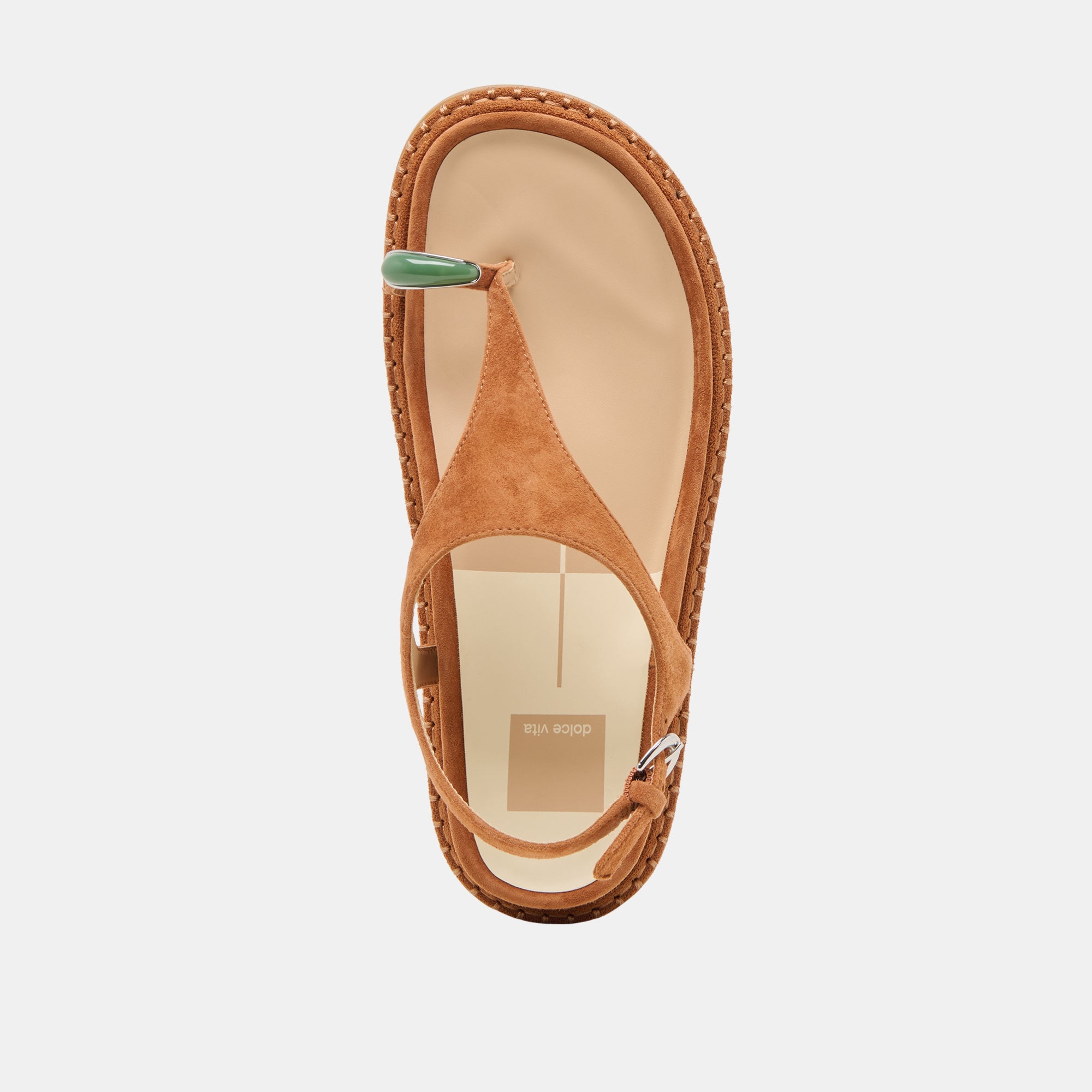 Stefan Gemstone Sandals for Women - Caramel Suede Summer Sandals with Beaded Accents | Comfortable Boho Chic Footwear for Beach, Vacation & Casual Outings