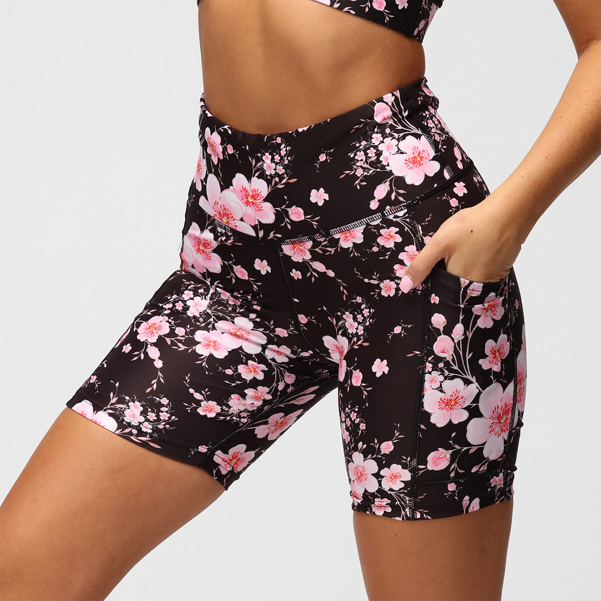 Blossom Noir Women's High-Waisted Running Shorts - Breathable & Quick-Dry for Workouts, Jogging & Gym - Plus Size Options Available