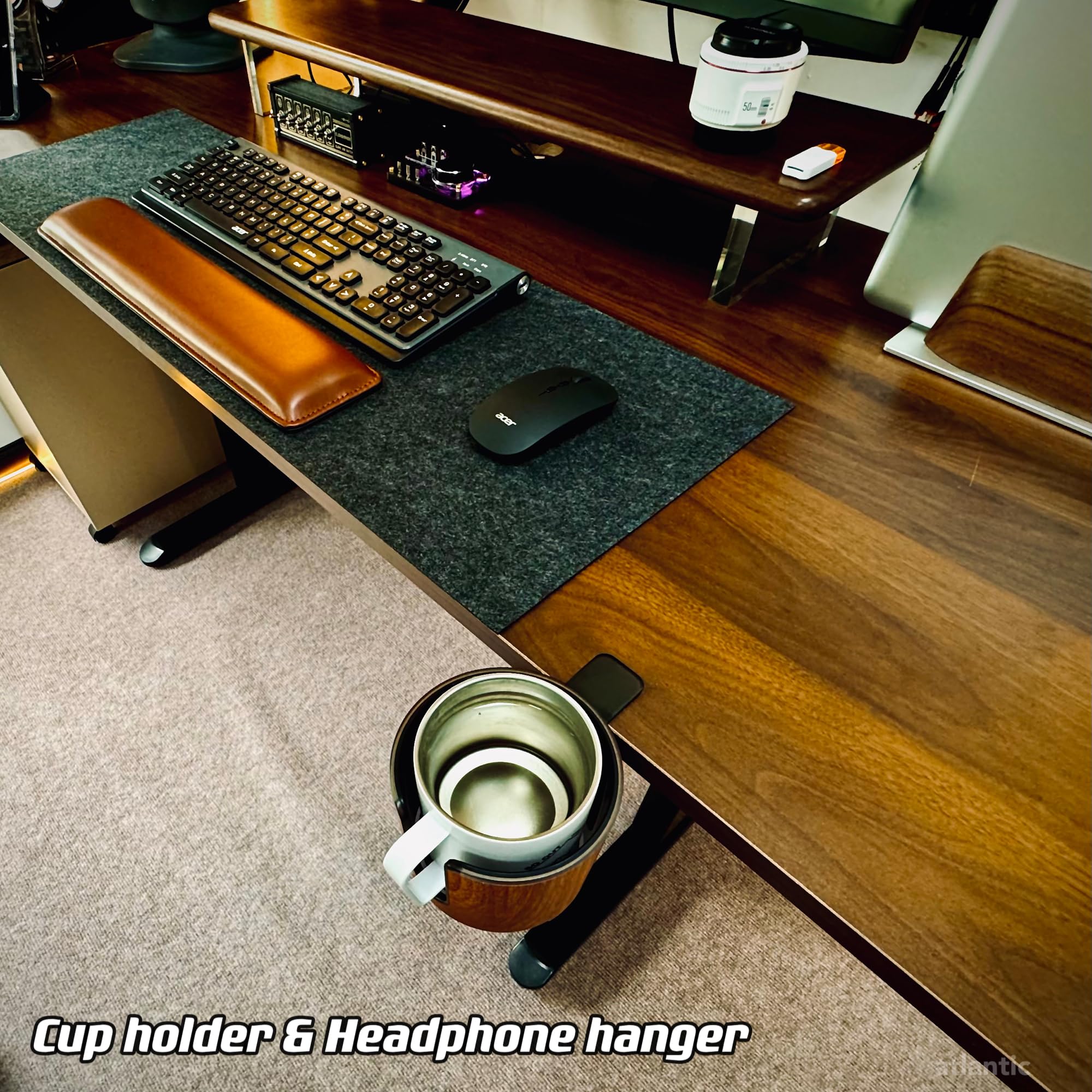 Premium 2-in-1 Desk Cup Holder & Organizer - Elegant Wooden Design for Coffee, Tea, Pens & Office Supplies | Perfect for Home Office, Study Desk & Workspace Organization