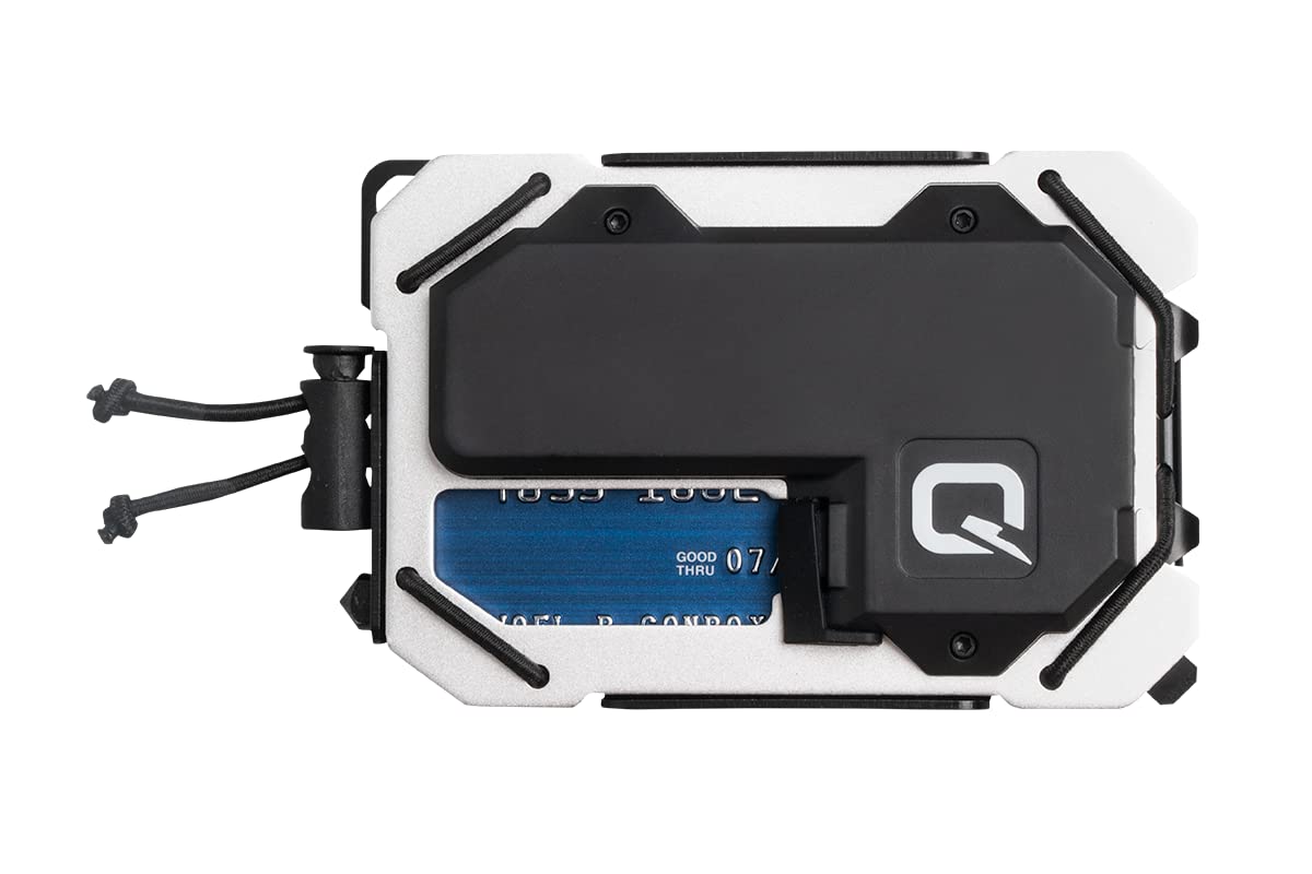 TAQWallet Slim Metal Wallet with Dual LED High-Power Flashlight - RFID Blocking for Security, Holds 10+ Cards & Cash - Multi-Tool with Window Breaker, Bottle Opener & Screwdriver (Silver/Black) | Perfect for Travel, Outdoor Adventures & Everyday Carry