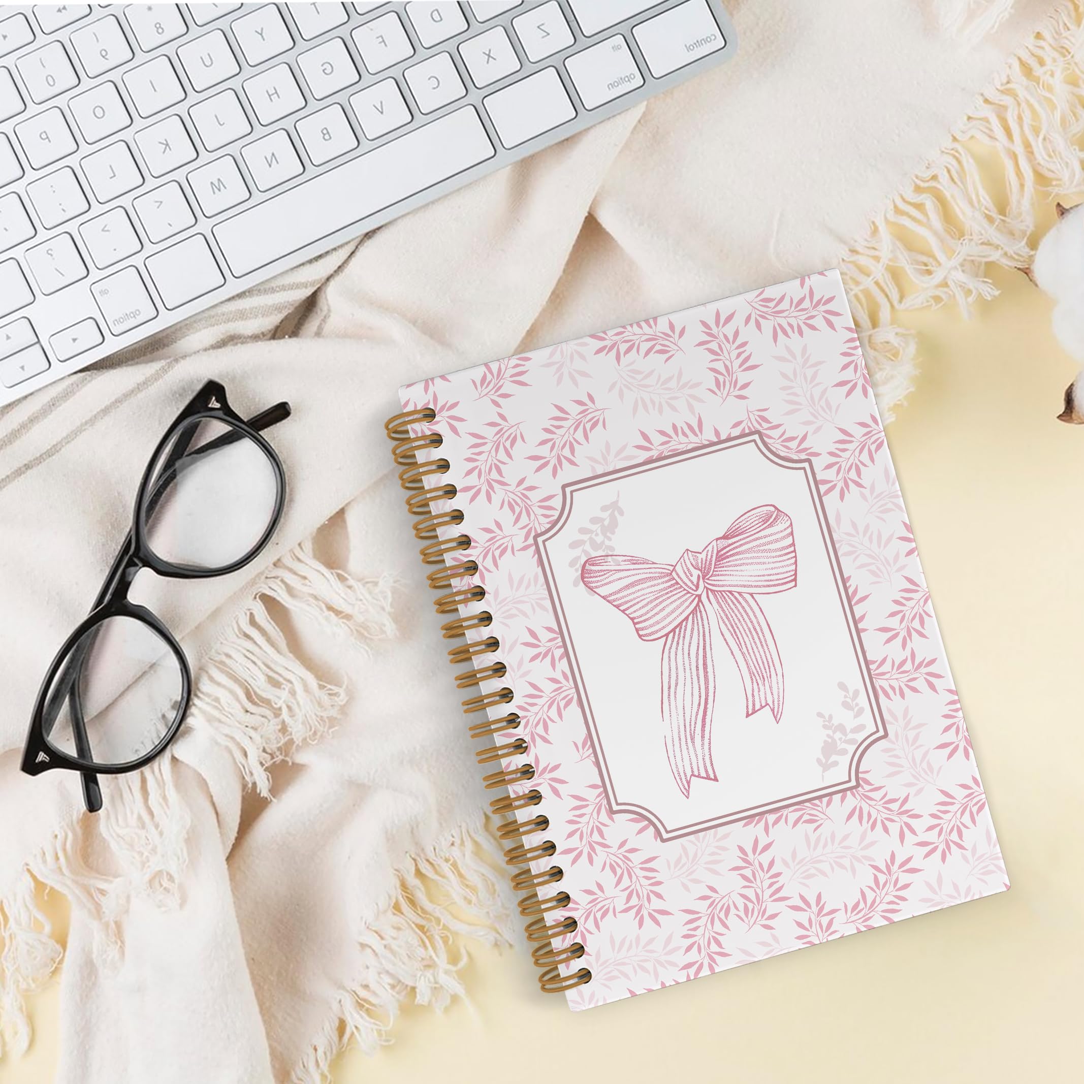 Pink Bow Spiral Notebook - 5.5 x 8.3 Inch Lined Journal, College Ruled Hardcover Notebook for Girls, Students & Teachers | Trendy Preppy School & Office Supplies | Perfect for Note Taking, Journaling & Gift Giving