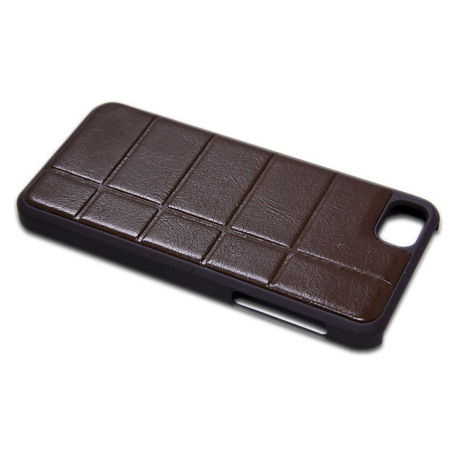 Premium Brown Leather Hard Case with Tempered Glass Screen Protector for Apple iPhone 5/5S - Slim Protective Cover for Everyday Use, Travel & Business