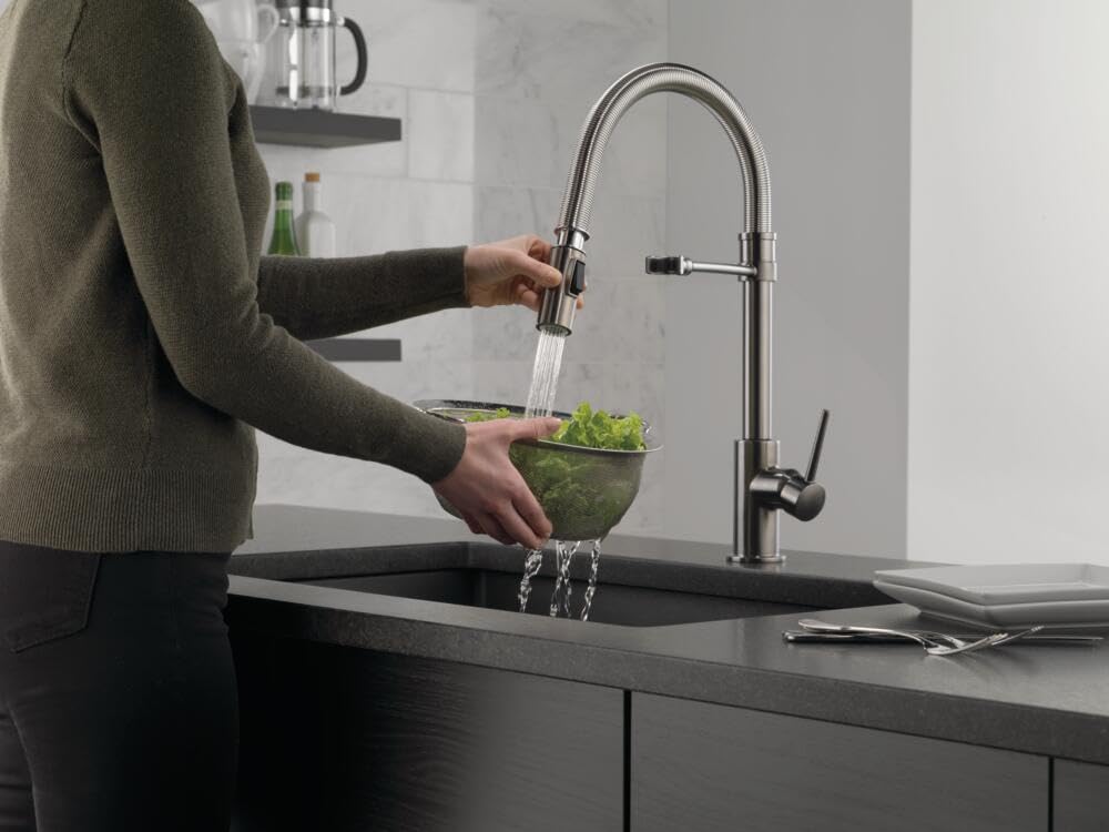 Delta Trinsic Pro Commercial Style Kitchen Faucet with Pull Down Sprayer - Black Stainless (9659-KS-DST) | Magnetic Docking Spray Head for Easy Cleaning & Food Prep | Perfect for Modern Kitchens & Restaurants