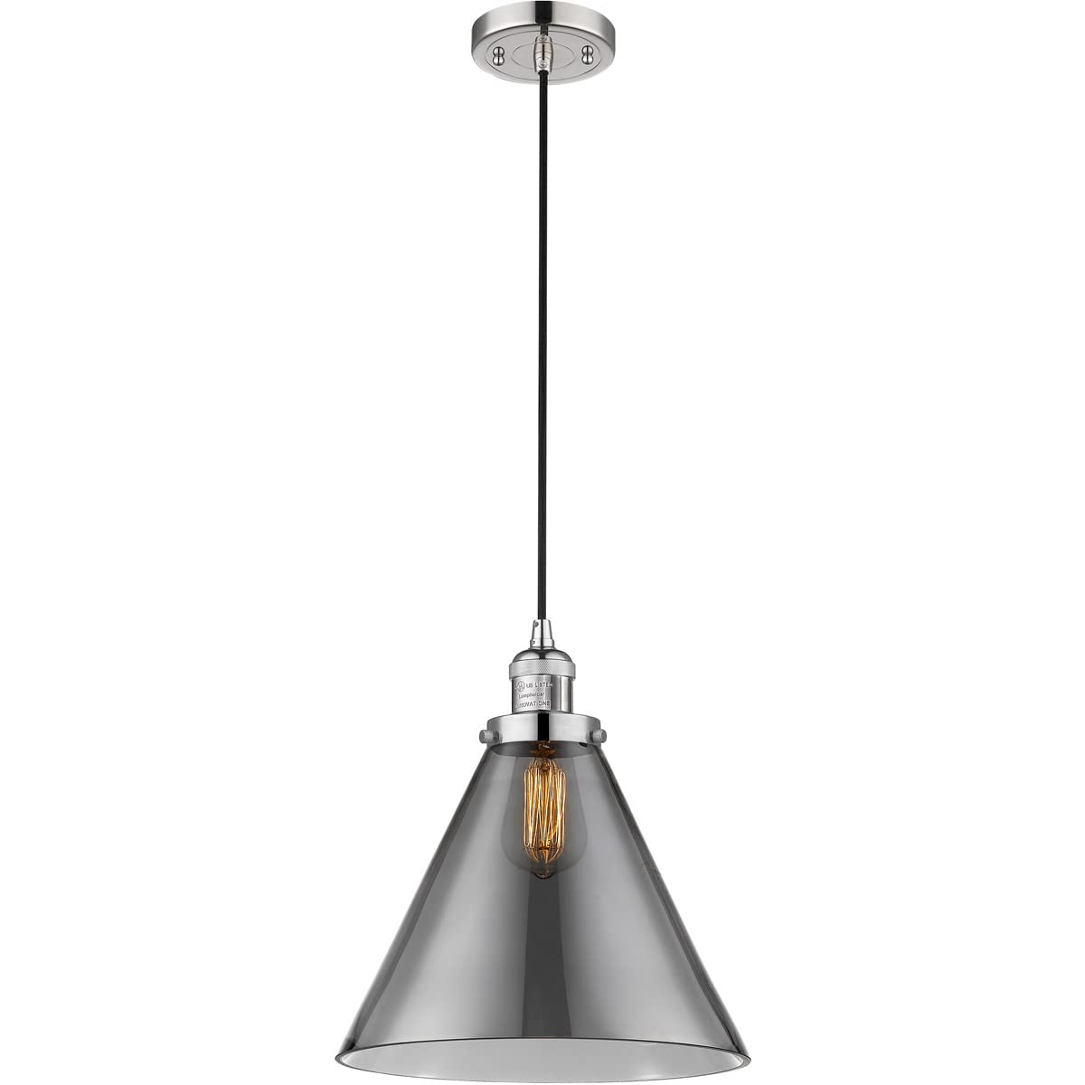 Innovations INNO201C-PN-G43-L-LED Modern Mini Pendant Light Fixture in Polished Nickel Finish - Perfect for Kitchen Island, Dining Room, or Bedroom Lighting