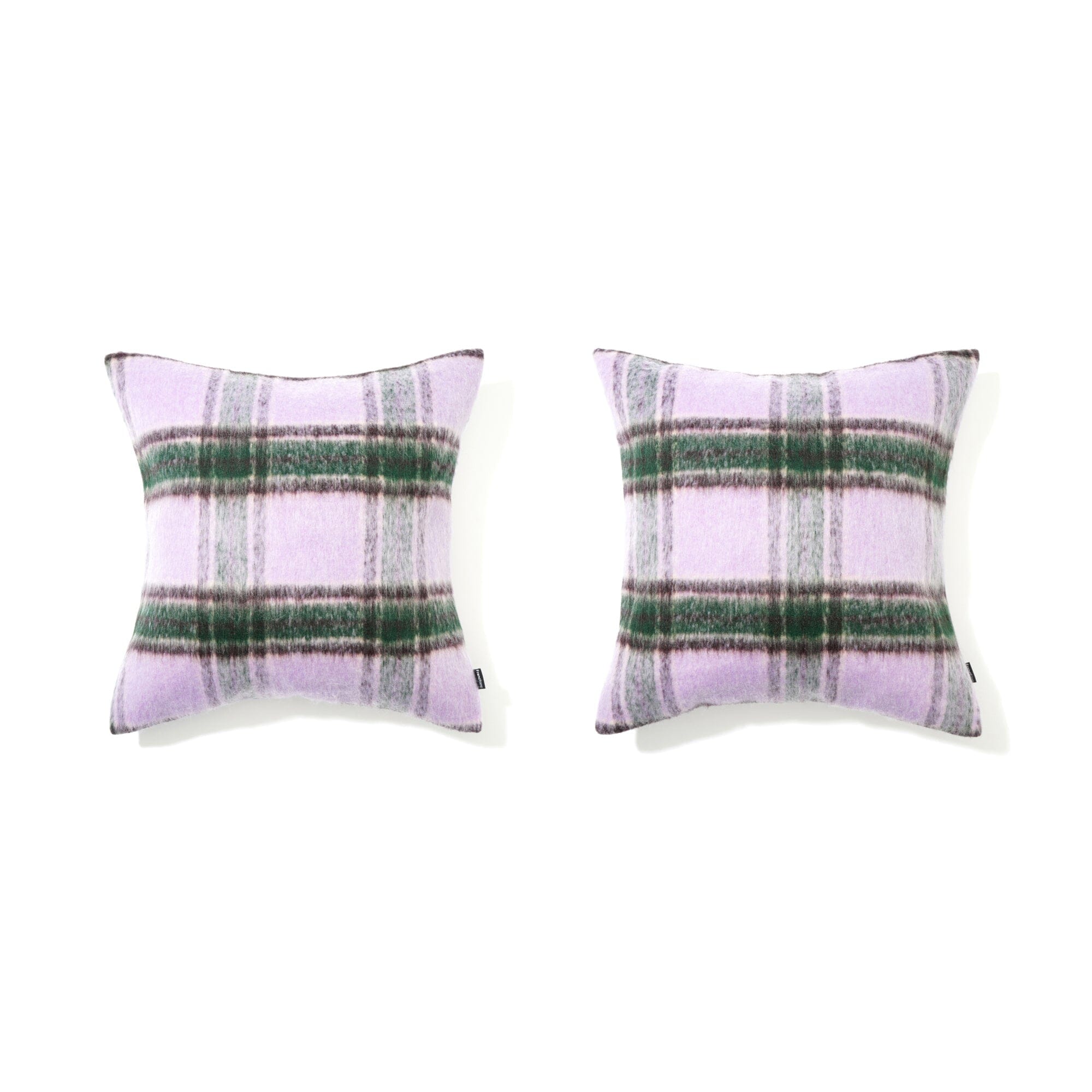 Soft Mohair-Like Checkered Cushion Cover 18x18 Inches Purple and Green - Perfect for Sofa, Bed, and Home Decor