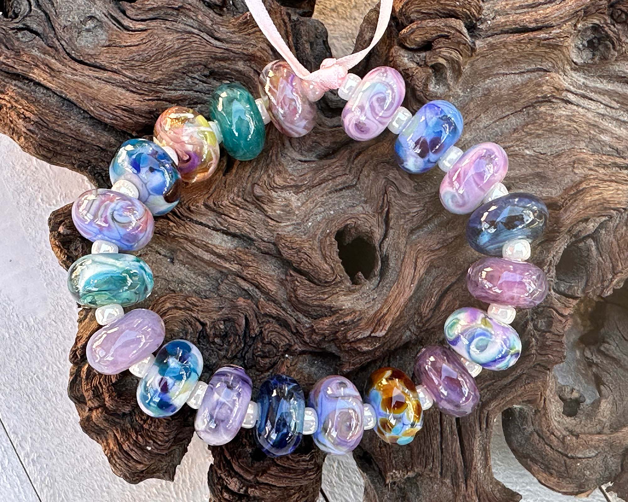 19-Piece Purple & Blue Lampwork Glass Beads Set for Jewelry Making - Handmade Orphan Beads for Necklaces, Bracelets & DIY Crafts - Perfect for Beaders & Artisans